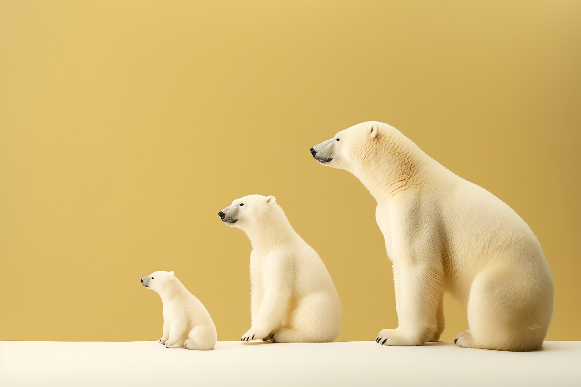 Polar Bear family, Side profile view, Arctic bear life, Dual-tone contrast, Northern natural beauty, HD Desktop Wallpaper