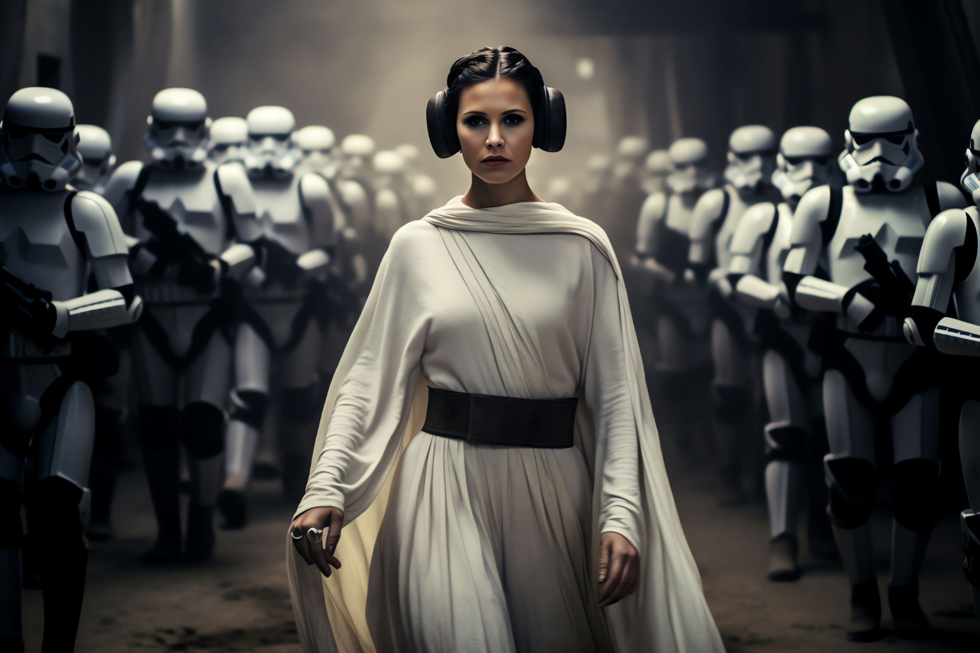 Princess Leia Organa, Galactic warfare, Rebel Alliance, Star Wars character, Intense stance, HD Desktop Image