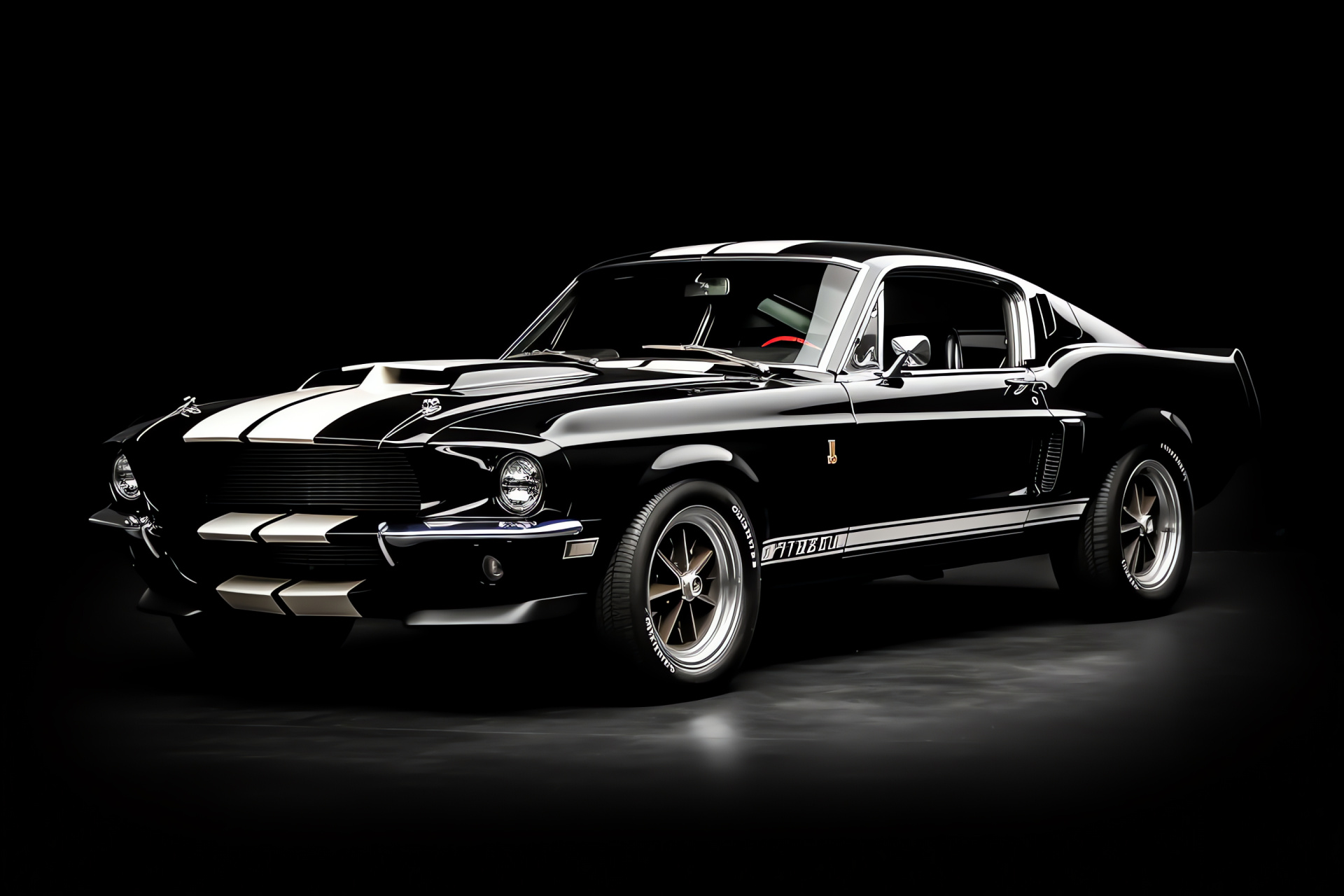 1967 Shelby Mustang GT500, Classic car, Muscular design, Monochromatic backdrop, Iconic white stripes, HD Desktop Wallpaper