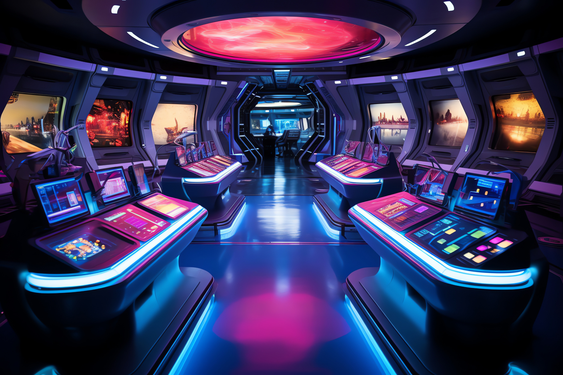 Starship crew quarters, Spaceflight preparation area, Interstellar vessel interior, Neon-lit astronaut chamber, Kinetic activity capture, HD Desktop Image