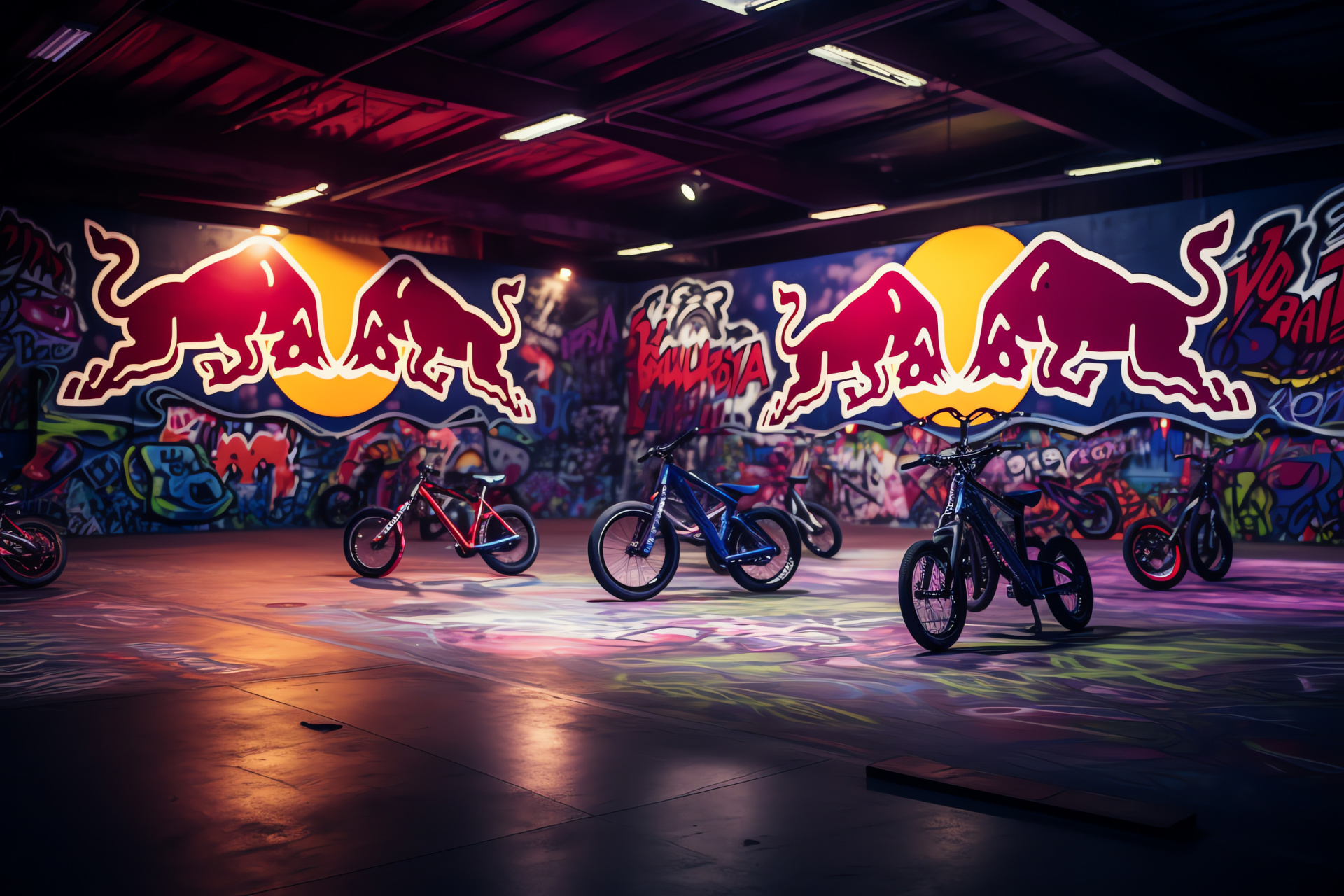 Red Bull energy drink, Extreme sports event, BMX aerial performance, Urban street park, Professional riders, HD Desktop Wallpaper