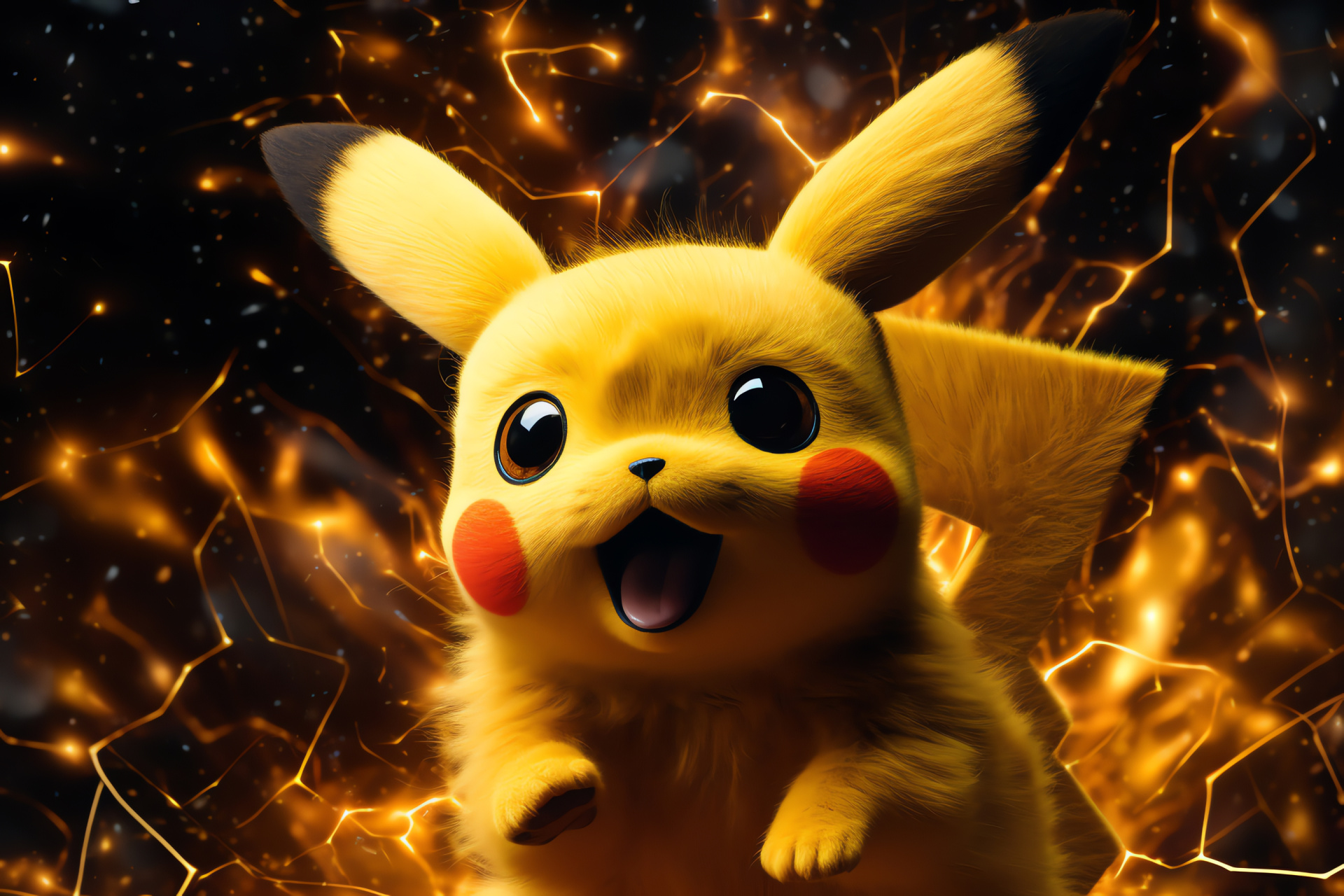 Electric type Pokmon, Pikachu character study, Bright Pikachu portrait, Cartoonish creature, Pokmon game figure, HD Desktop Image