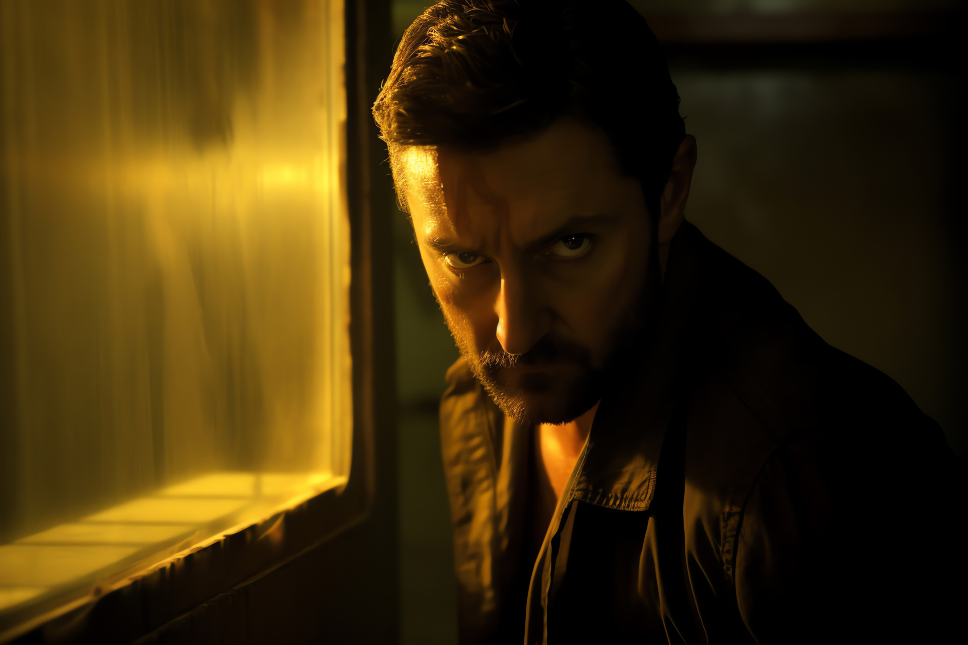 Richard Armitage's action film, Dr. Track investigation, Tense sequence, Mysterious incidents, Cinematic close-up, HD Desktop Image