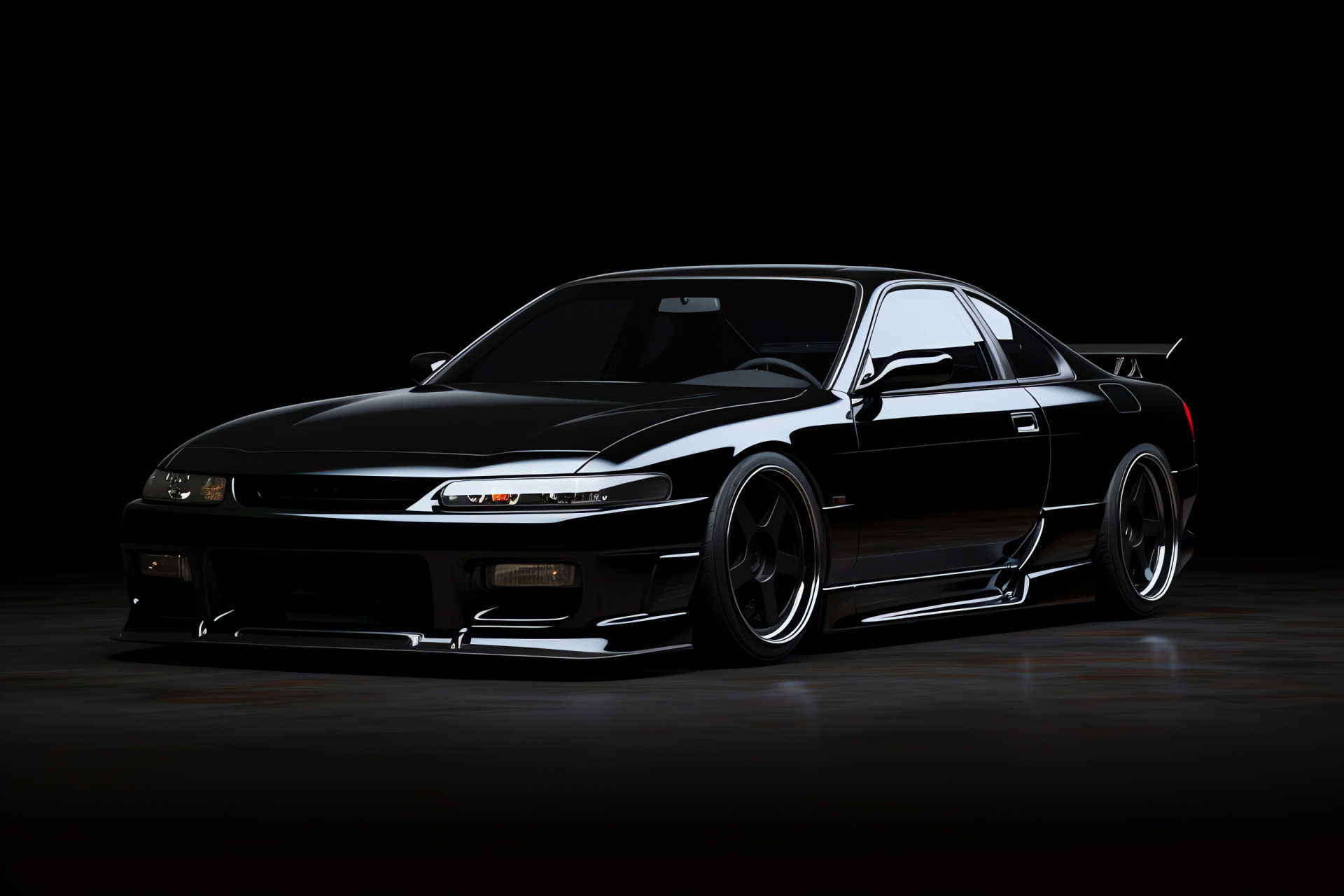 S15 Silvia conversion, S13 Silvia heritage, Black car excellence, Automotive fan favorite, Pristine paint background, HD Desktop Image