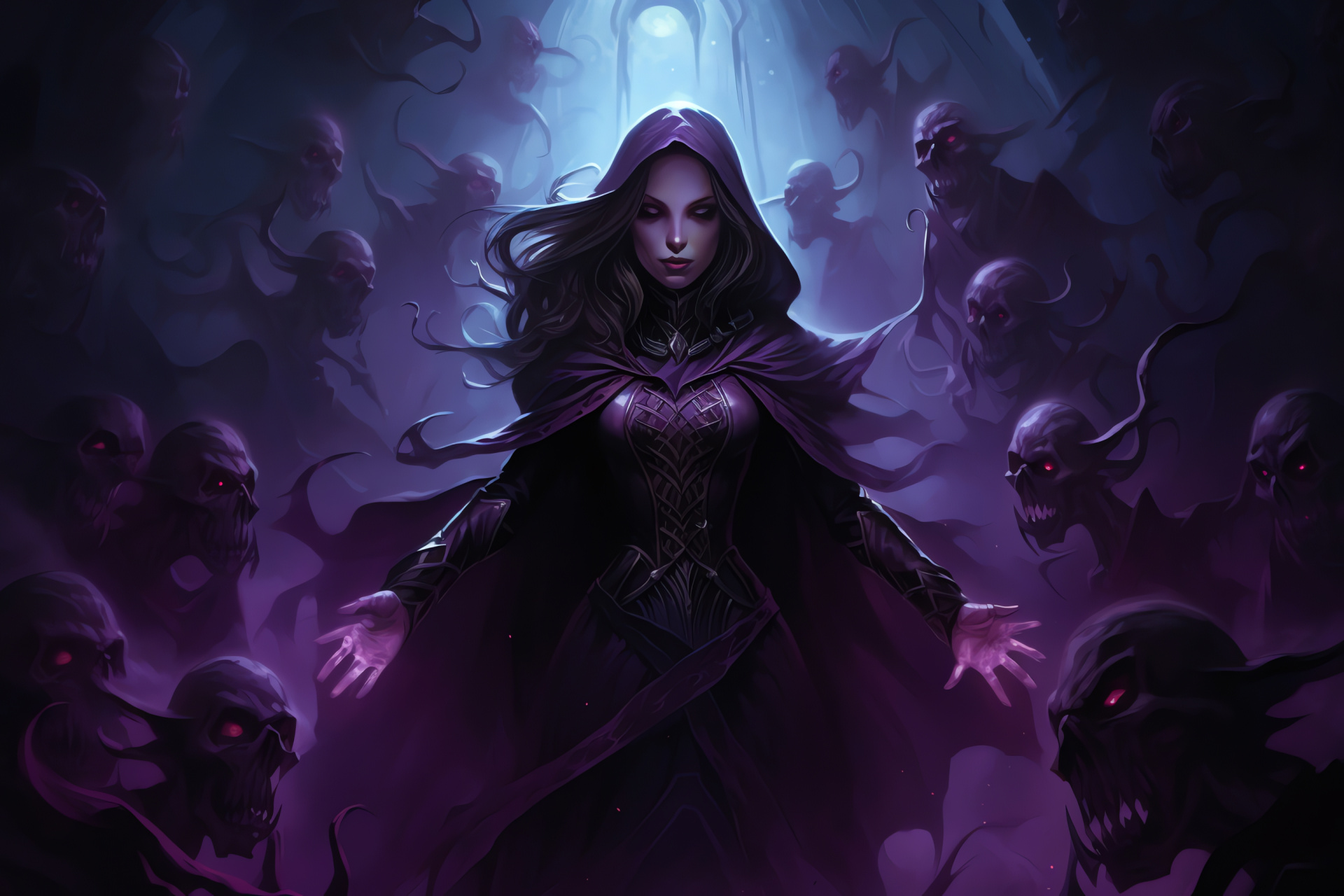 MTG Liliana Vess card, Dark necromancer, Sinister gaming dungeon, Magic The Gathering, Gothic atmosphere, HD Desktop Wallpaper