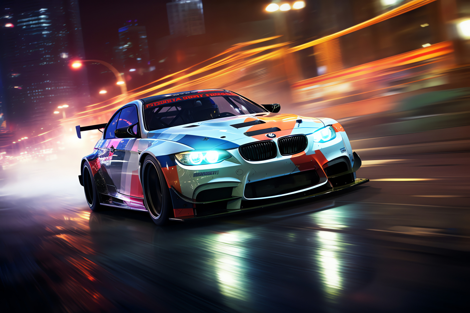 NFS Most Wanted contest, BMW M3 GTR, Adrenaline fueled, Antagonist face-off, Trichromatic scenery, HD Desktop Image