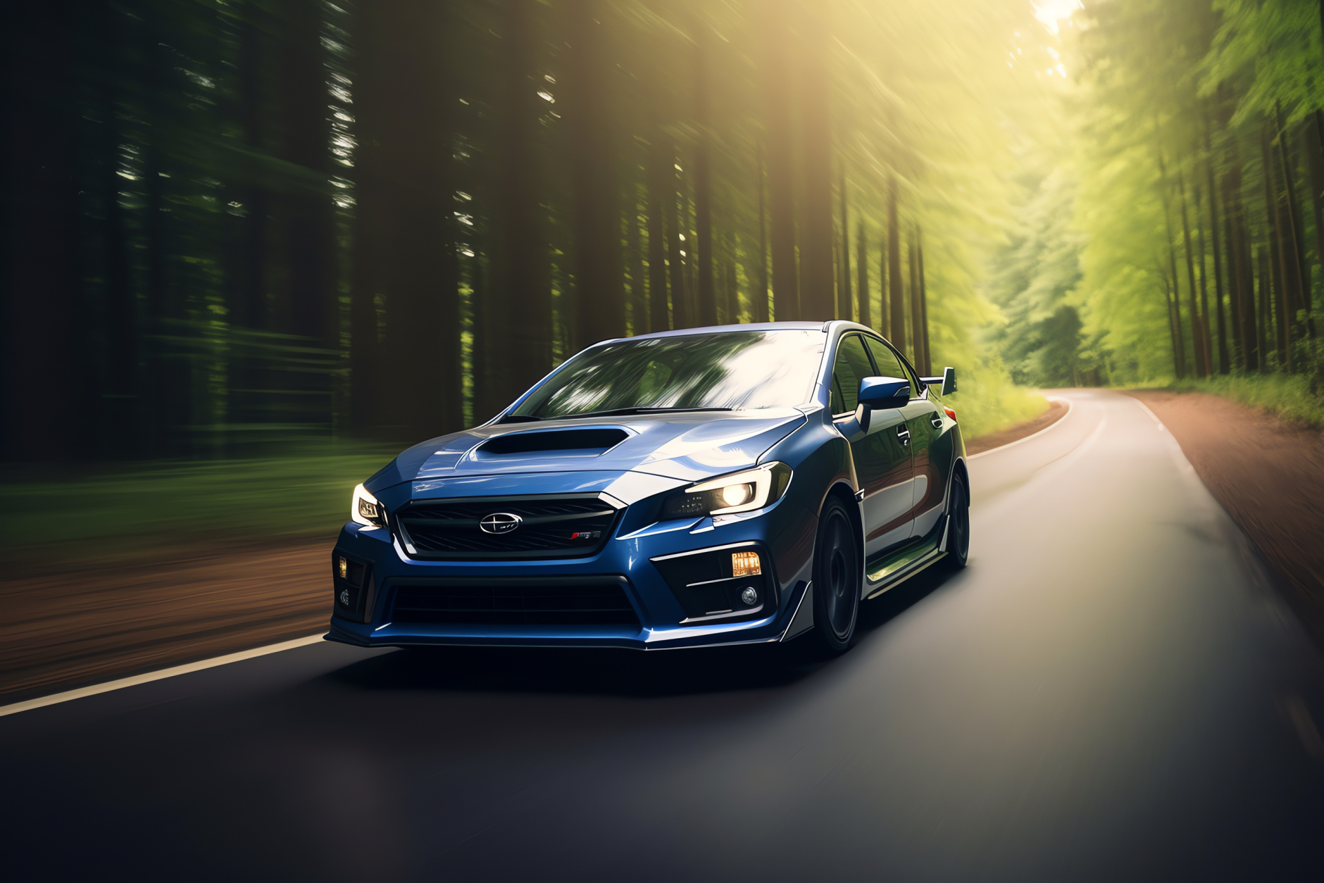 Subaru WRX STI, Japanese roads, rally dominance, impressive STI blue, mountain agility, HD Desktop Wallpaper