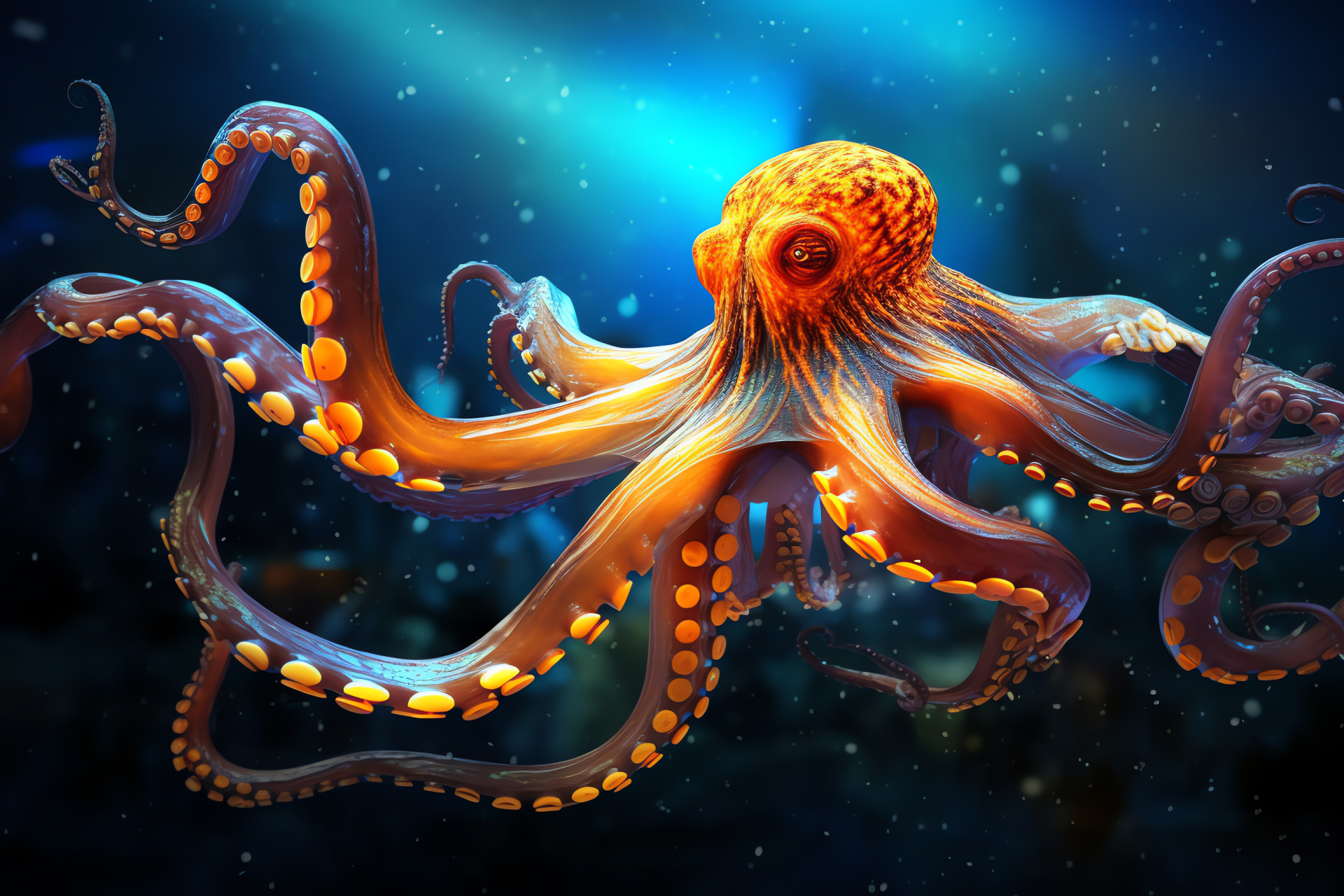 Marine Octopus, Oceanic Creature, Sea Tentacles, Aquatic Mollusk, Underwater Fauna, HD Desktop Wallpaper