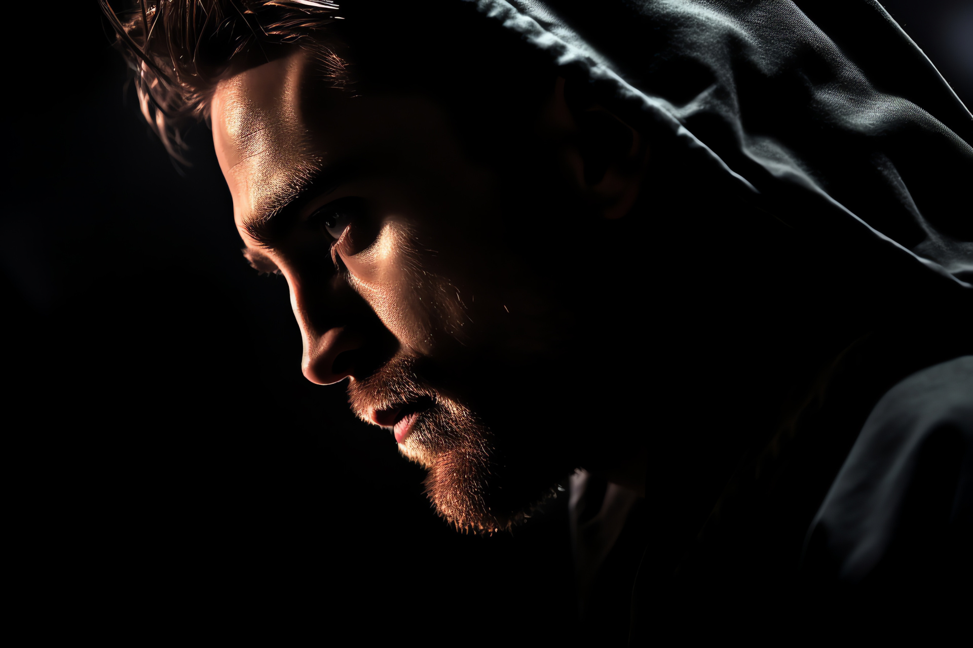 Rob Pattinson portrayal, Monte persona, High Life drama, Reserved countenance, Sharp-eyed intensity, HD Desktop Image