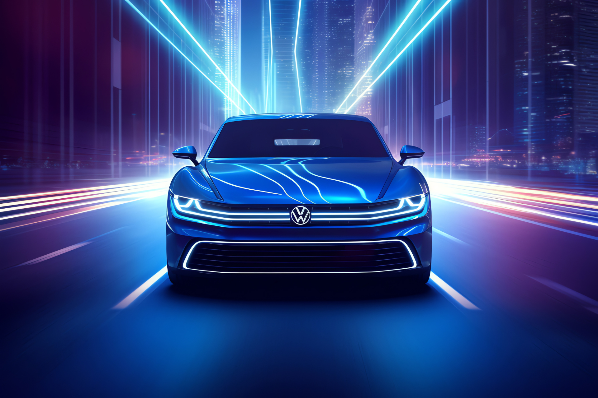 VW emblem, Volkswagen innovation, electric vehicles, sustainable design, modern transportation technology, HD Desktop Image