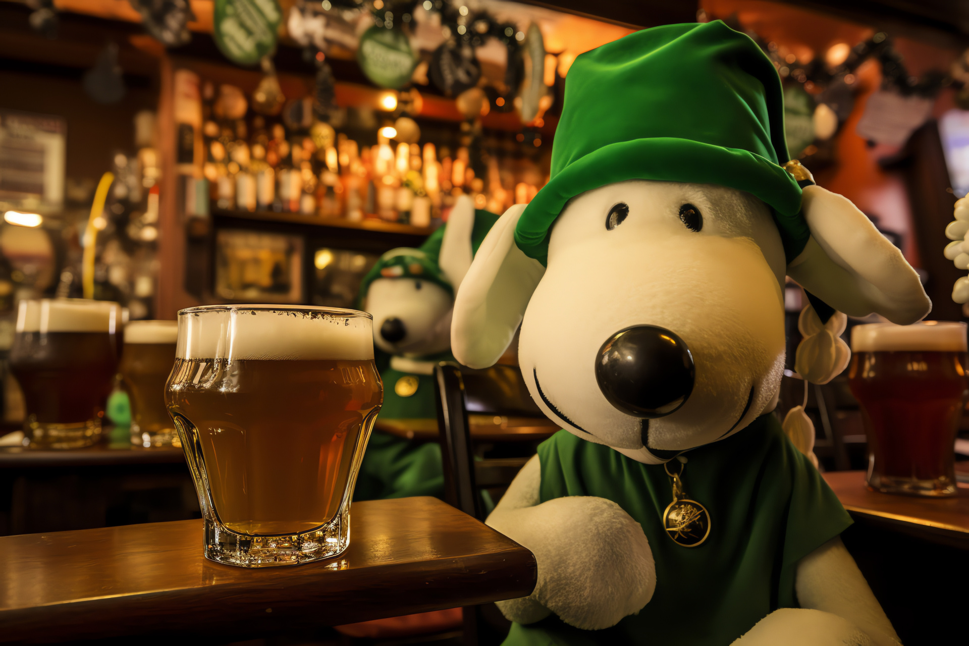 Celebrity beagle, Irish celebration, Pub revelry, Emerald top hats, Alcoholic beverages, HD Desktop Wallpaper