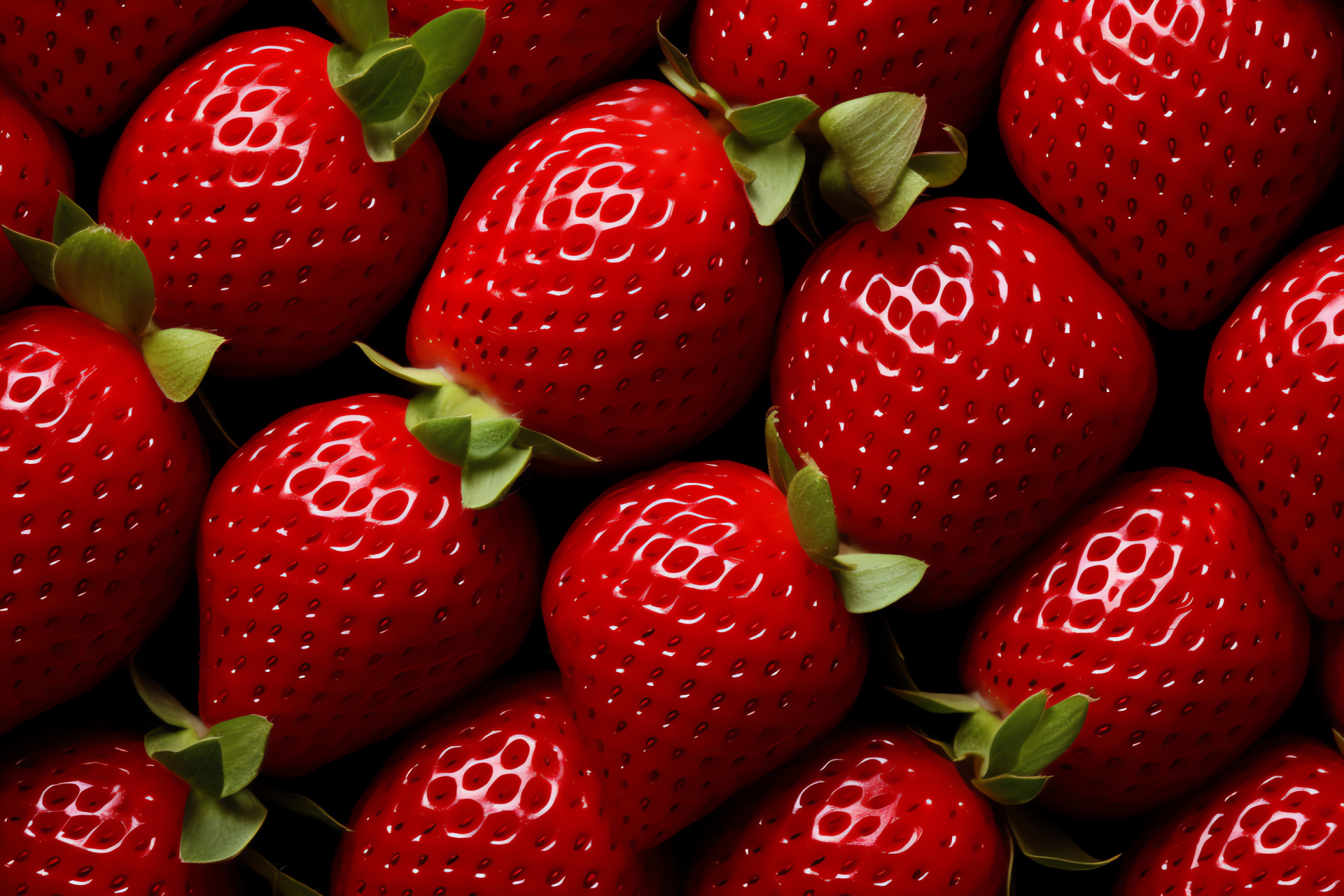 Creative berry design, Red fruit pattern, Unripe green accents, Linear artwork, Strawberry motif, HD Desktop Wallpaper