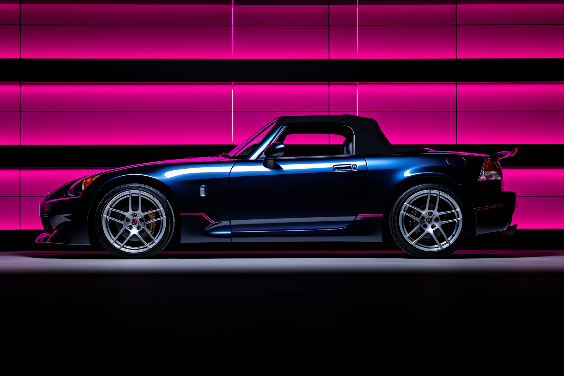 Honda S2000 dynamic stance, Exhibition style, Automotive design, Japanese roadster, Multi-tone presentation, HD Desktop Image