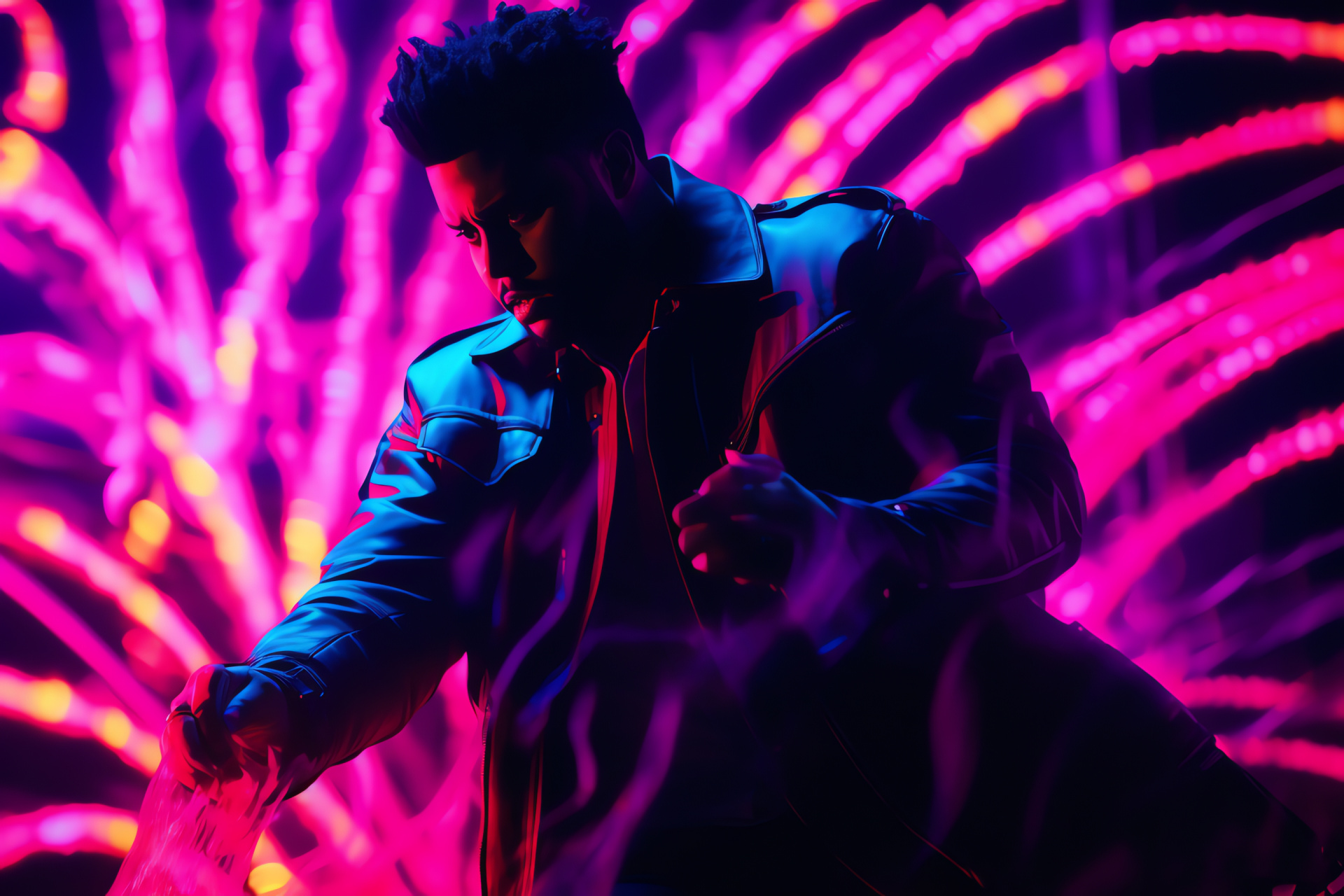 The Weeknd, Super Bowl event, Entertainment extravaganza, Vocal performance, Excited audience, HD Desktop Wallpaper