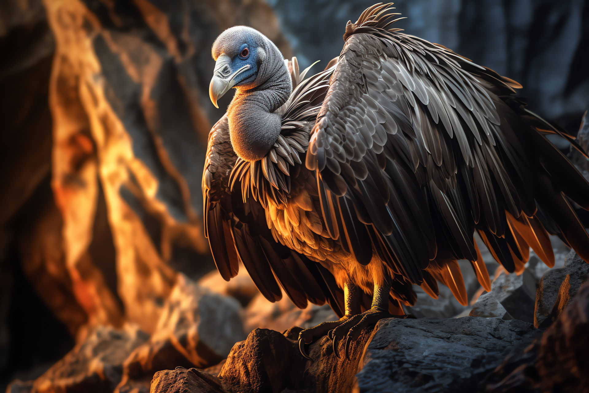 Vulture, avian predator, cliff roost, sky scavenger, bird silhouette, HD Desktop Image