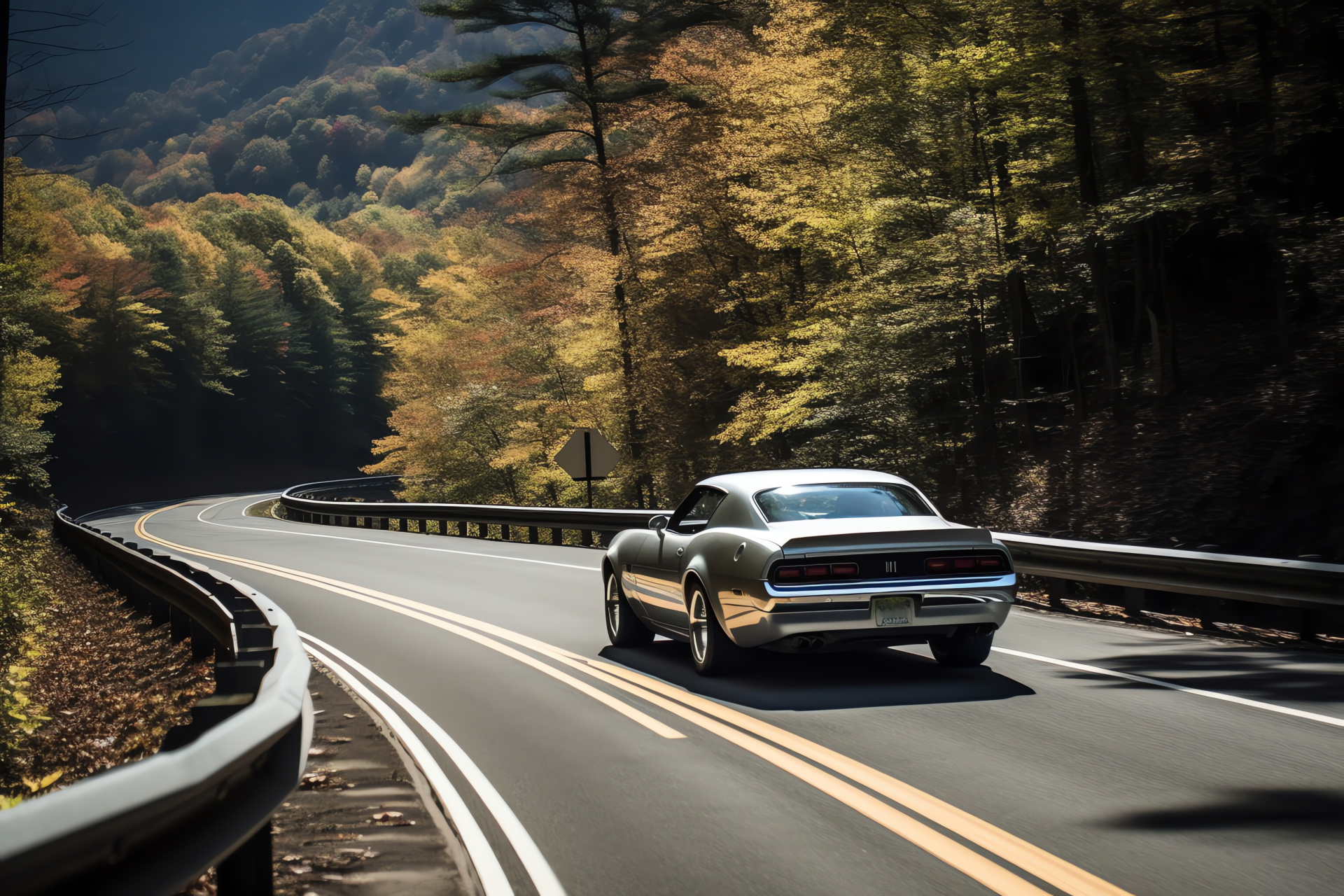 Ws6 Trans Am handling twisty route, driving accuracy, Southern Appalachian backdrop, iconic roadway scenery, HD Desktop Wallpaper