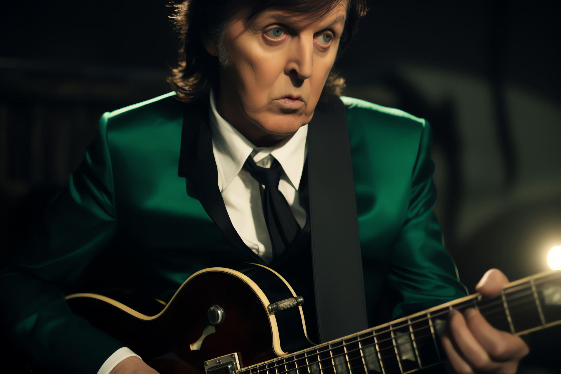 Sir Paul McCartney, music legend, vibrant iris, formal attire, necktie accessory, HD Desktop Image