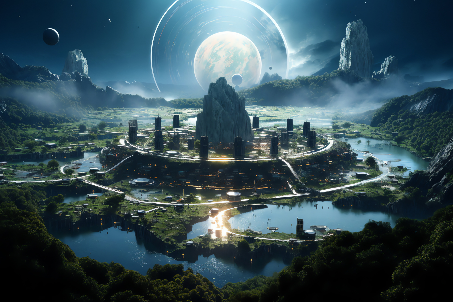 Extraterrestrial settlement, Moon base, Ecological utopia, Astrobiology, Celestial body vegetation, HD Desktop Wallpaper