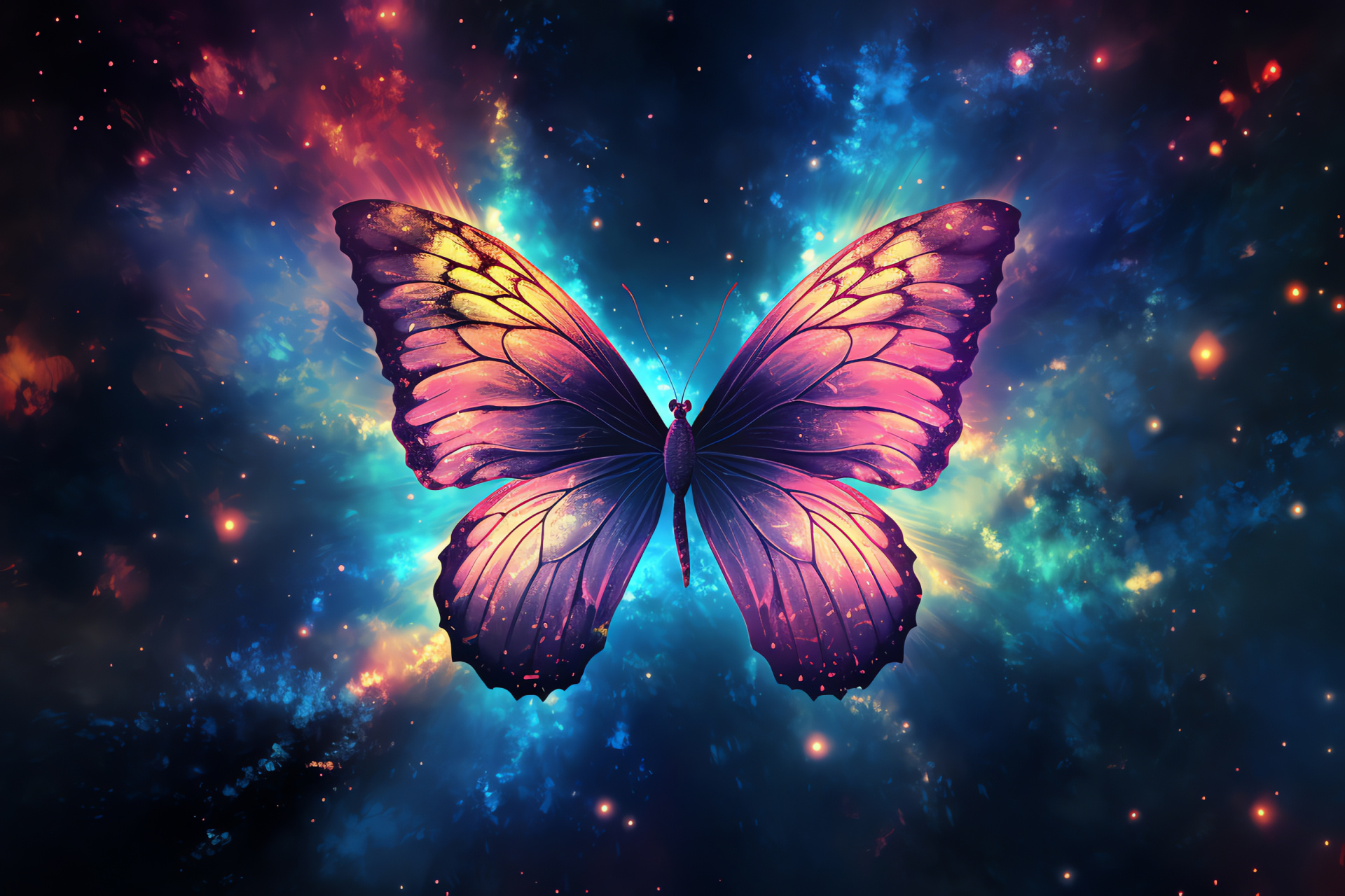 Butterfly Nebula scene, Planetary cloud, Scorpius star field, Cosmic gases, Astronomical dust, HD Desktop Wallpaper