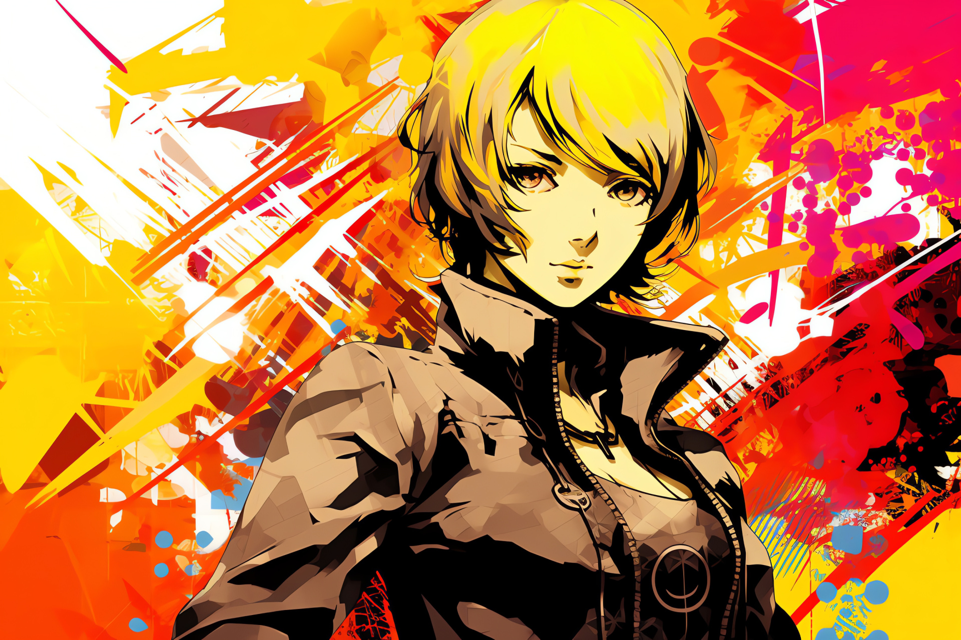 Aigis from Persona, Golden Vita edition, Protective android, JRPG fiction, Fuscia aesthetic, HD Desktop Wallpaper