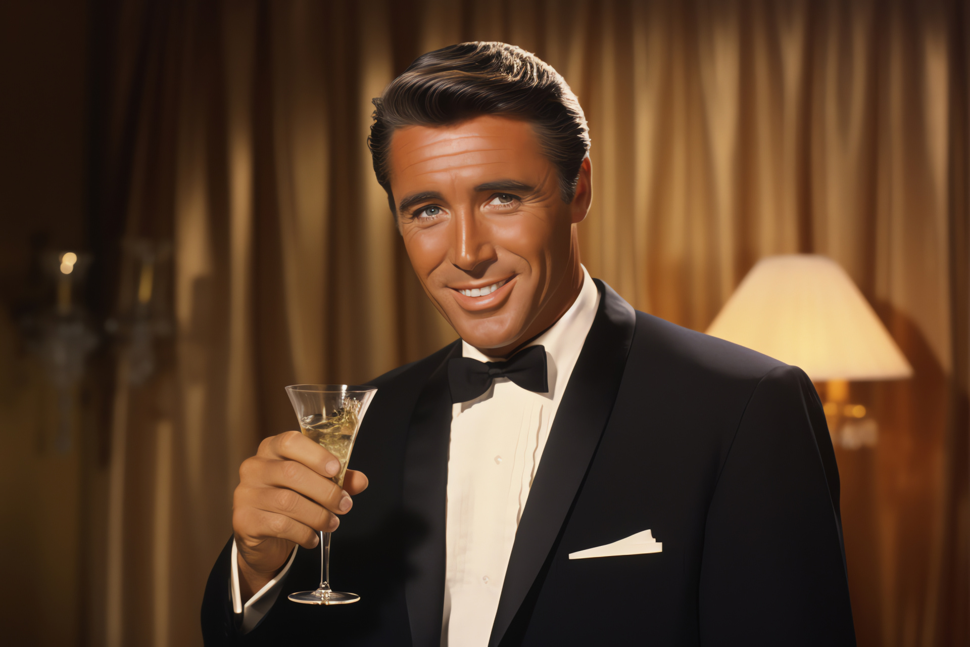 Peter Lawford, The Rat Pack elegance, Classic Hollywood, Celebratory toast, Actor's charm, HD Desktop Wallpaper