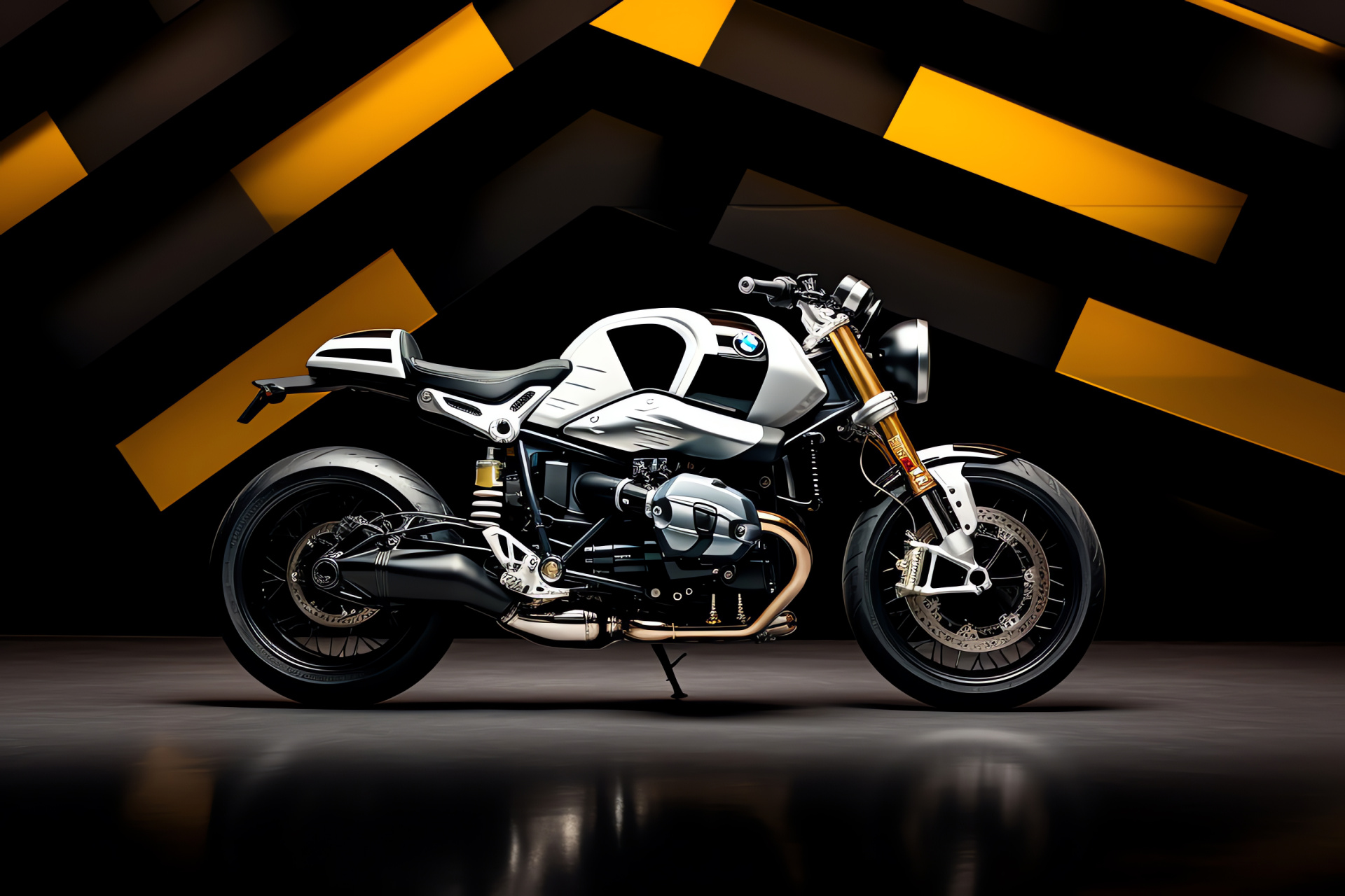 Retro motorbike, BMW craftsmanship, Urban rider choice, Timeless two-tone style, Caf racer vibes, HD Desktop Wallpaper