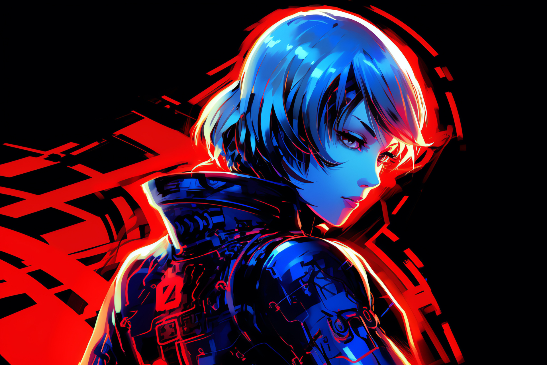 Persona 3 Aigis, Cybernetic aesthetic, Gleaming optics, Platina tresses, Mechanical gun-morph, HD Desktop Wallpaper