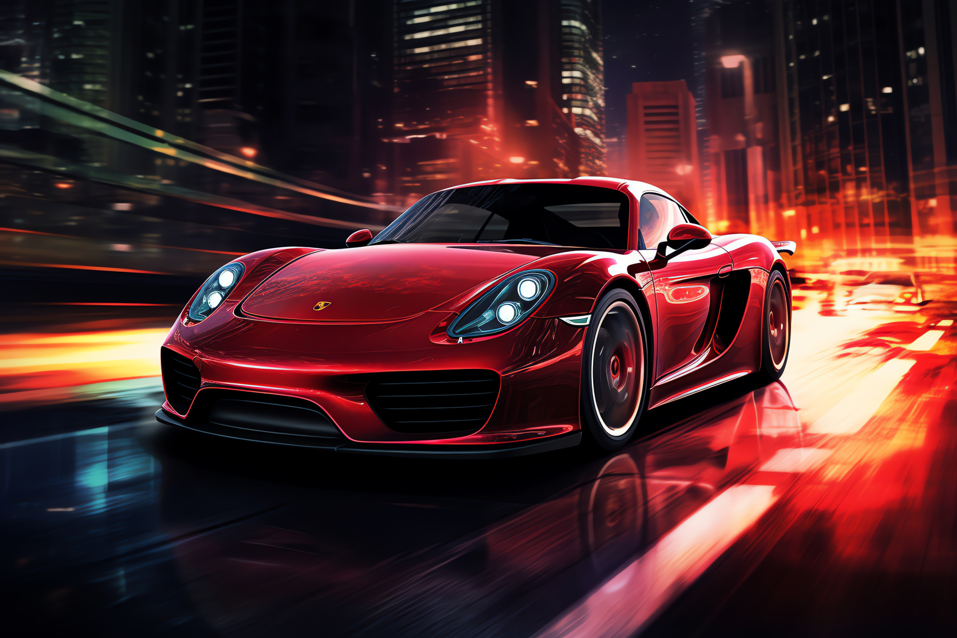 NFS Most Wanted race, Porsche Carrera GT speed, Urban circuit, Automotive design, Red monochrome, HD Desktop Wallpaper