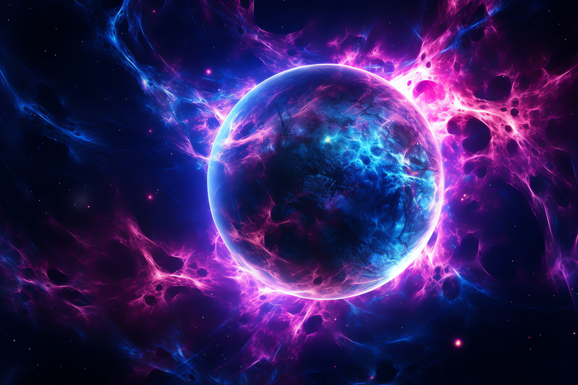 Celestial body shadow, Intergalactic colors, Magenta space light, Sapphire celestial glow, Neon expanse, HD Desktop Image