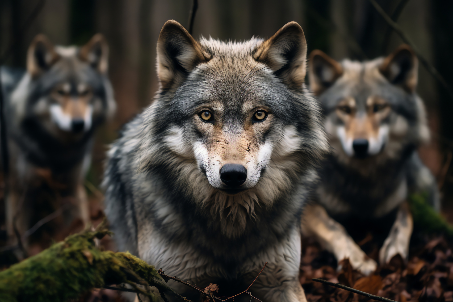 European wolf species, Canine pack, Lupine gaze, Timber wolf subspecies, Wild ambience, HD Desktop Wallpaper