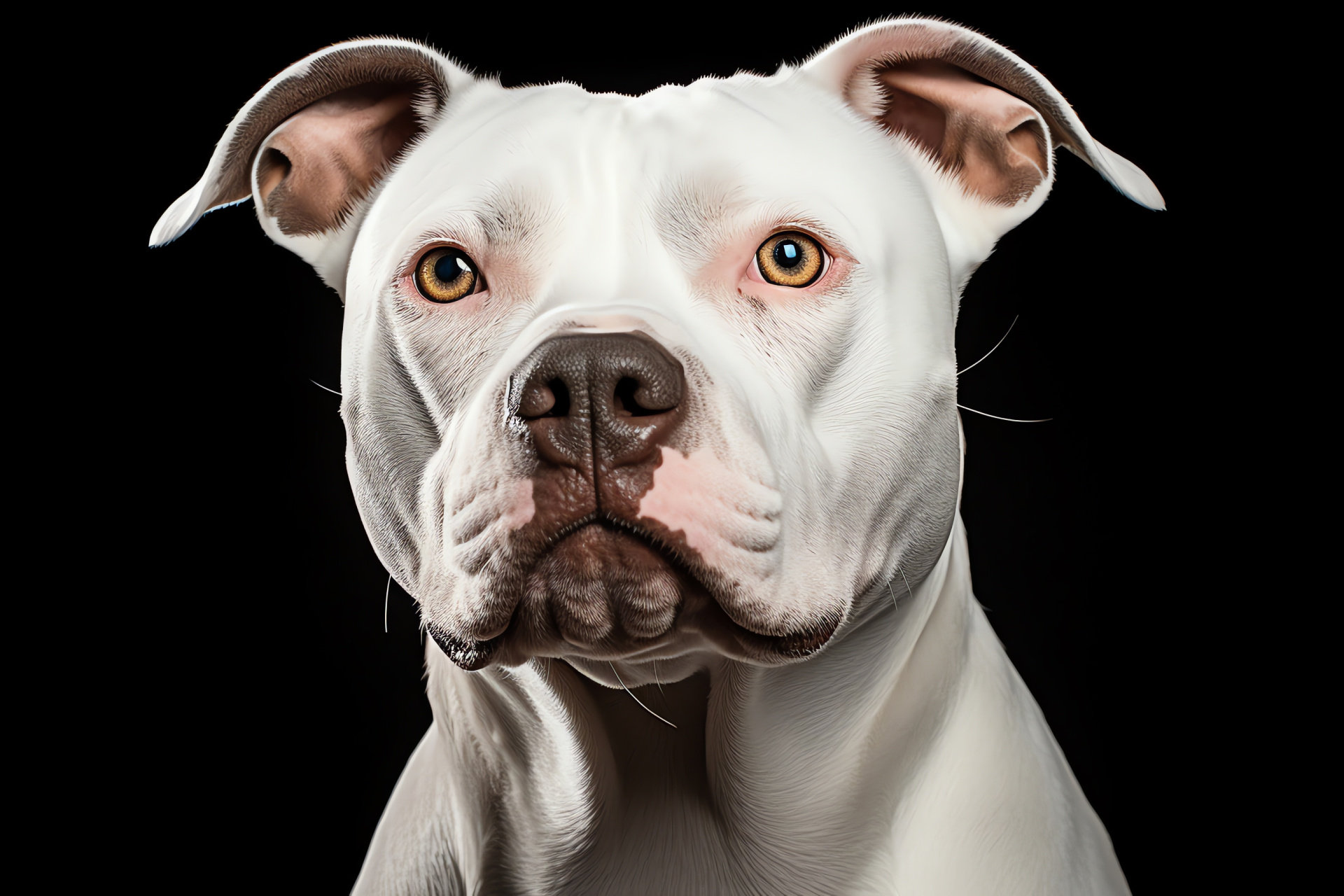 Canine Pitbull, Pitbull facial expressions, Bi-color Pitbull, Pitbull breed features, Strong Pitbull posture, HD Desktop Image