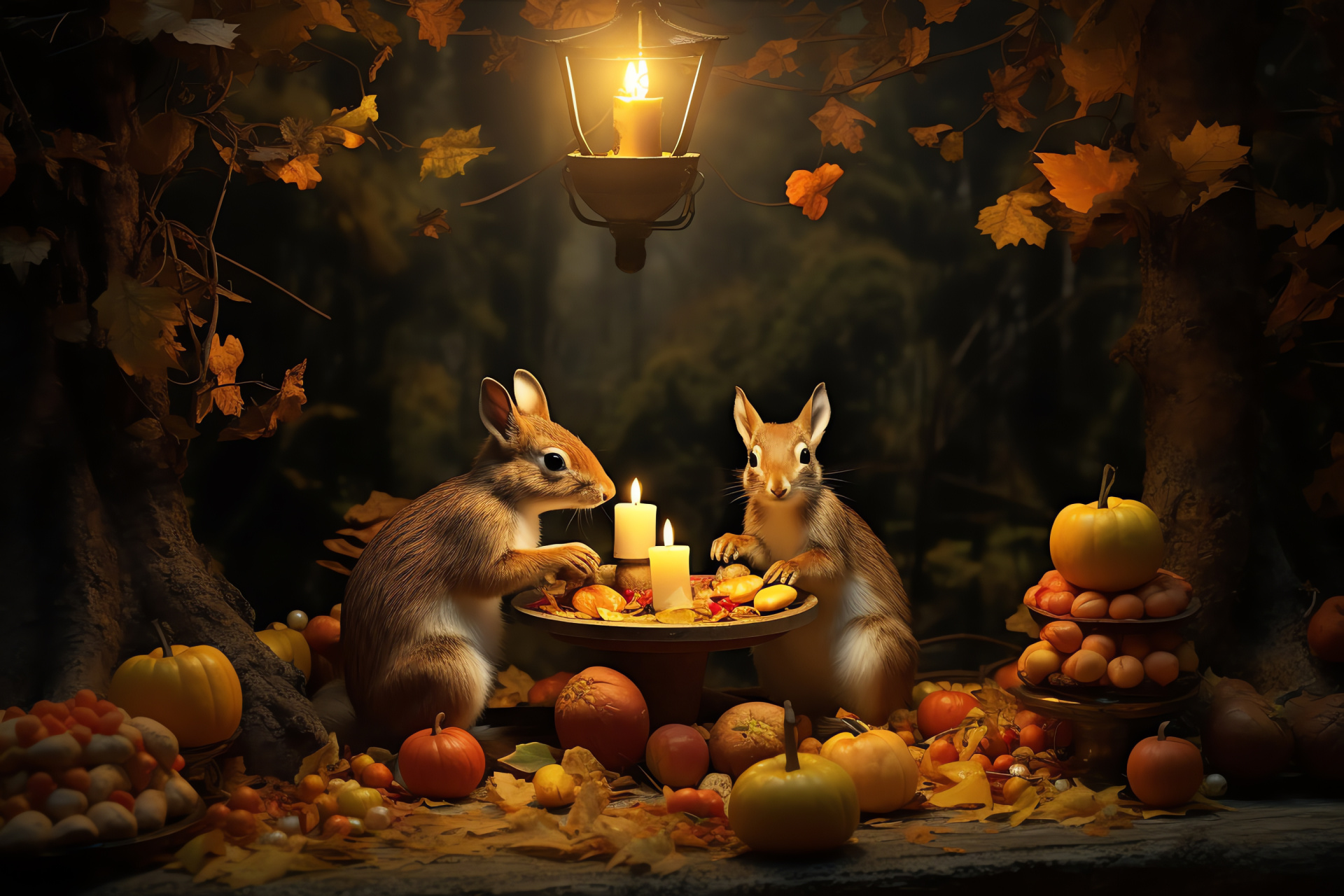 Thanksgiving evening, harvest season, woodland ambience, nature's spectacle, autumn feast, HD Desktop Image