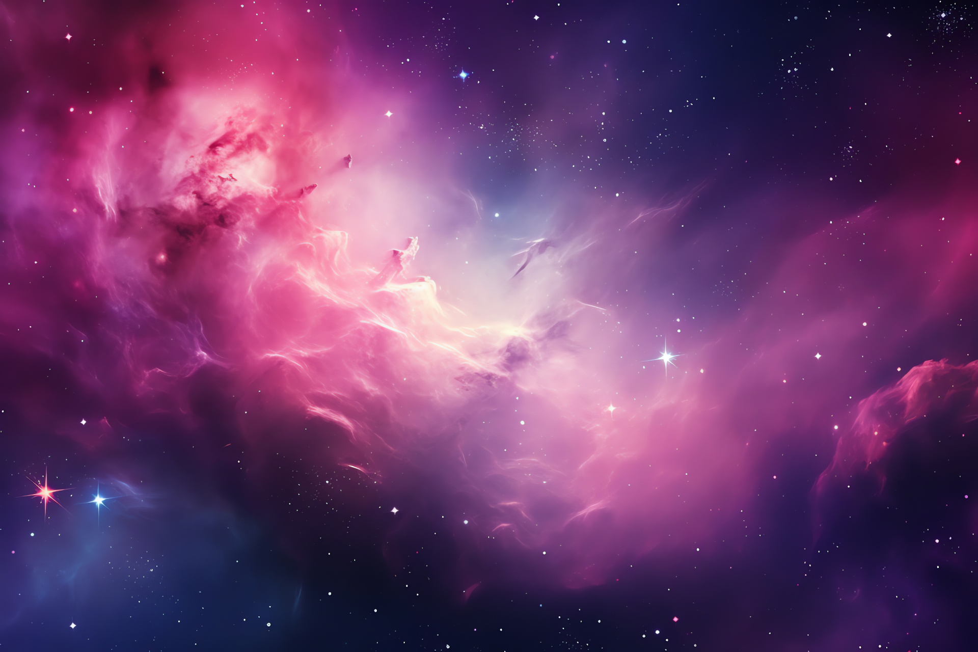 Pink nebula, Celestial clouds, Star clusters, Cosmic expanse, Universe, HD Desktop Image