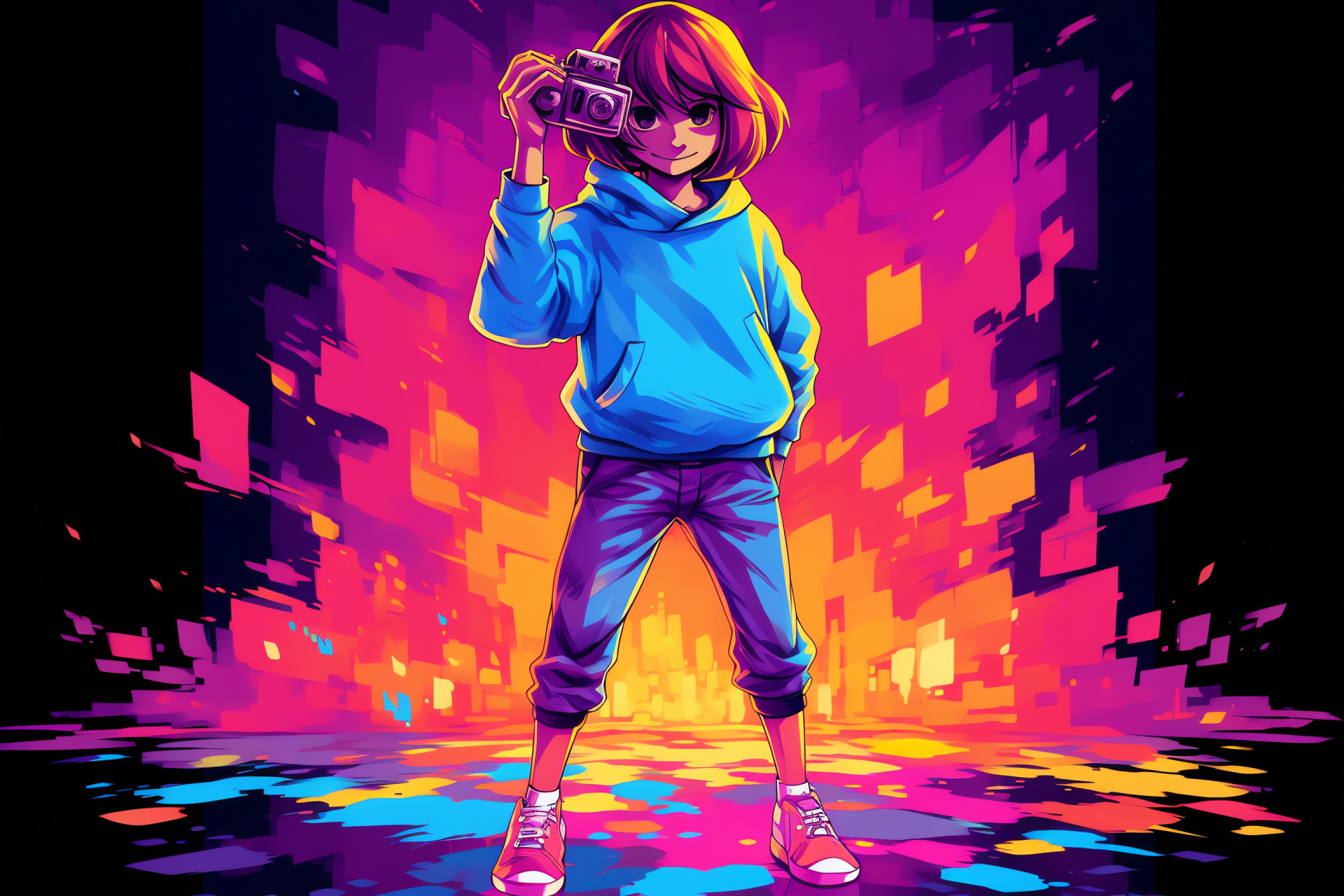 Undertale Frisk, Engaging protagonist, Warm sweater, Striking facial expression, Adventure narrative, HD Desktop Wallpaper