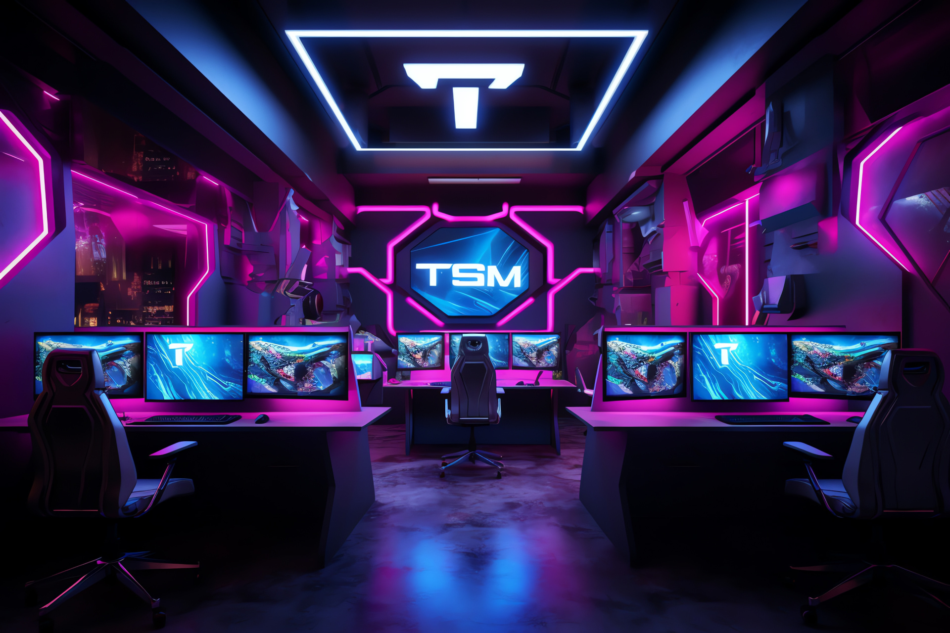 TSM facility, Gaming illumination, Professional setup, Electric decor, Gaming rigs, HD Desktop Wallpaper