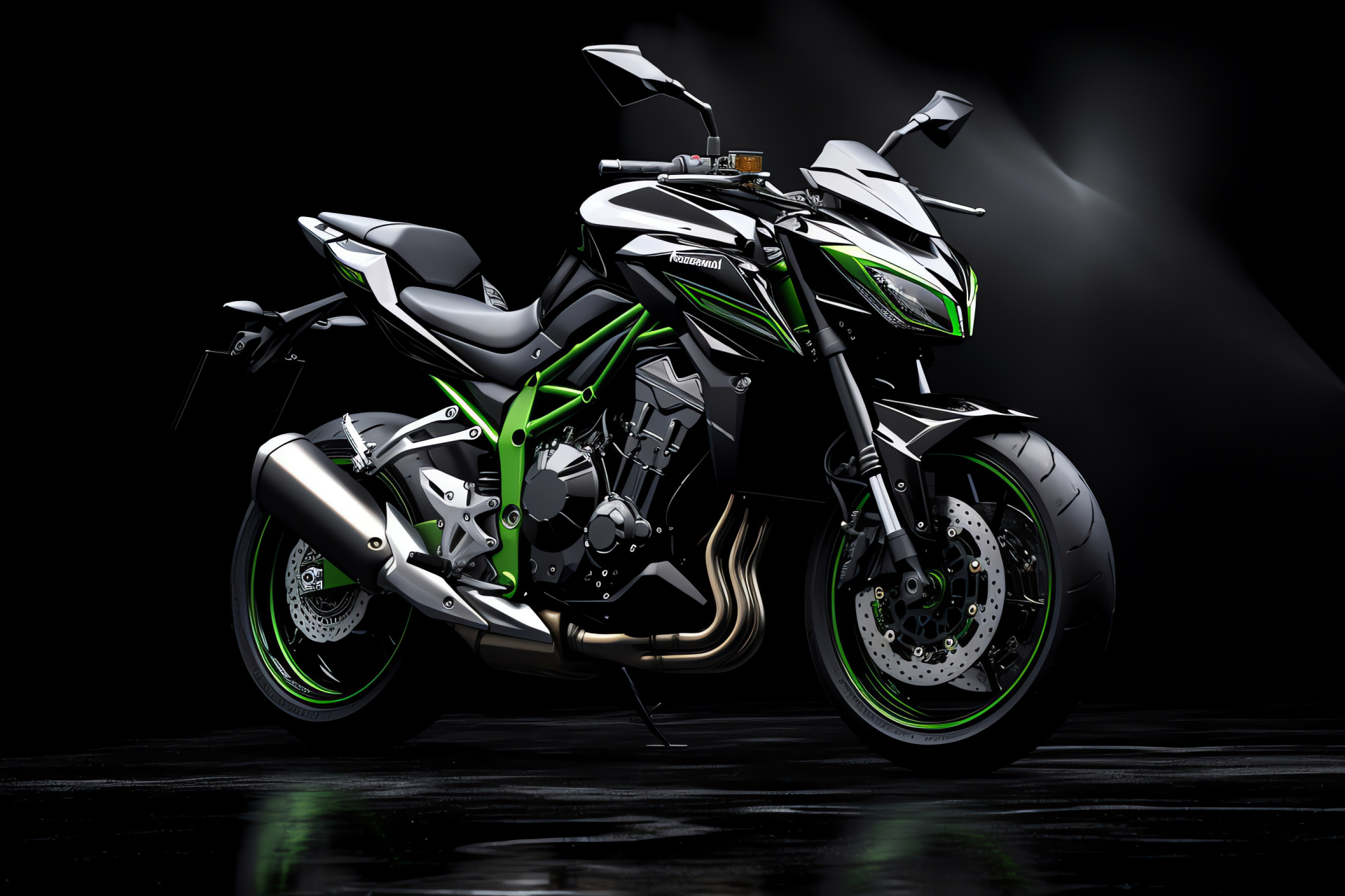 Kawasaki bike, City street motor, High performance vehicle, Monochromatic bike imagery, Bold motor design, HD Desktop Image