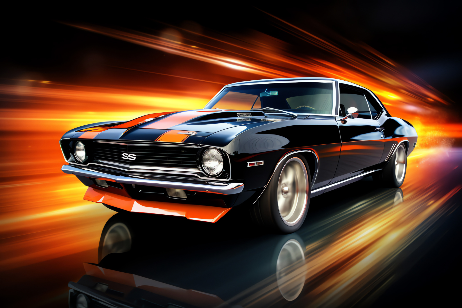 Classic car muscularity, High-definition imagery, Automotive nostalgia, Shiny showpiece finish, Broadened perspective, HD Desktop Wallpaper