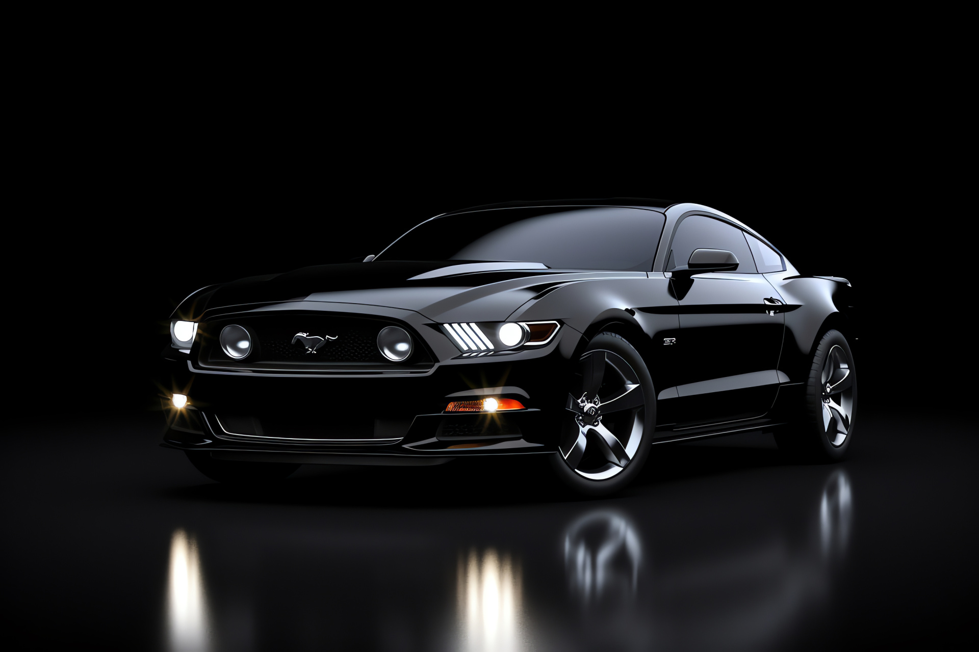 Ford Mustang, Obsidian backdrop, Enigma, Attraction, Unveiled sophistication, HD Desktop Image