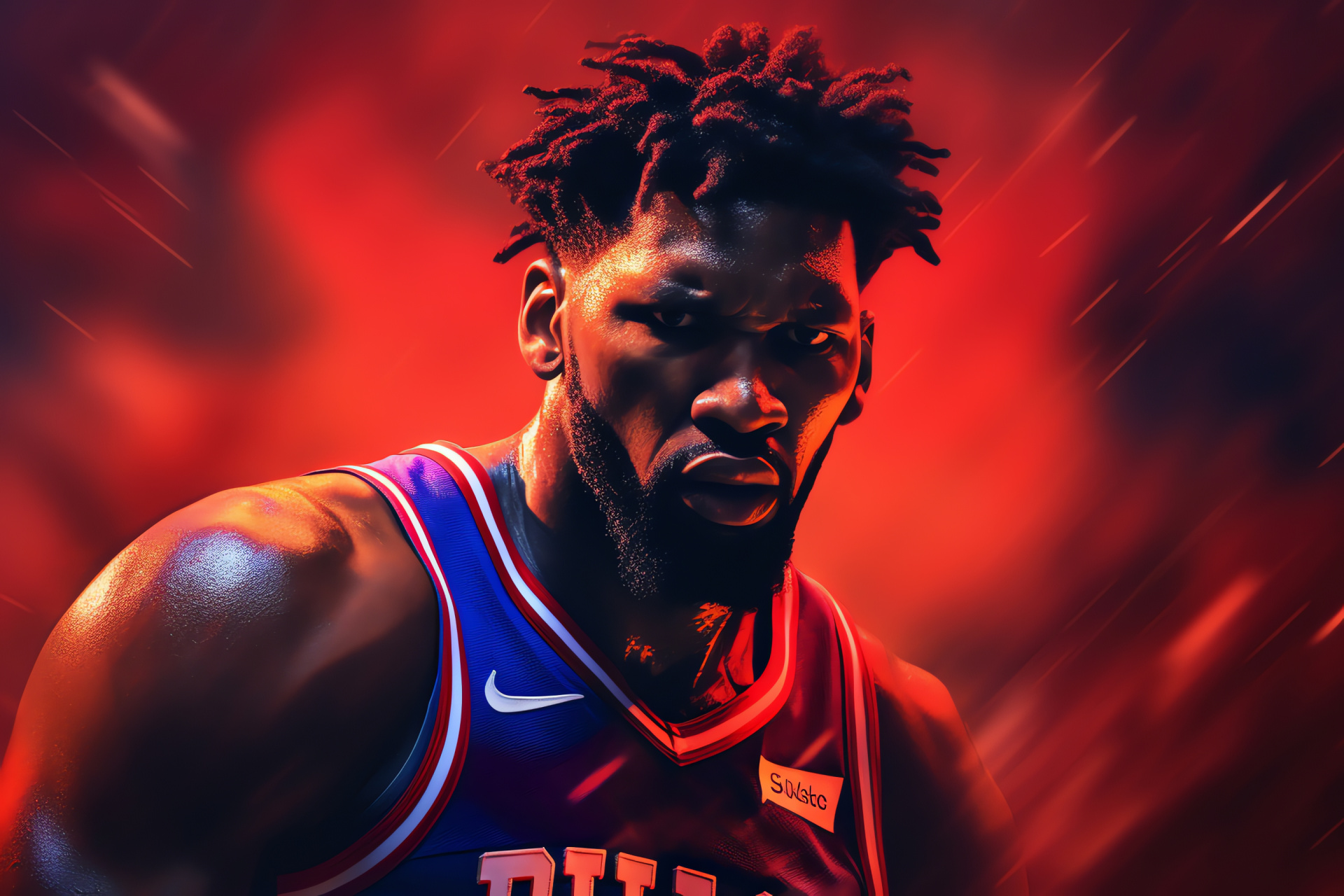 NBA Live Joel Embiid, Philadelphia 76ers force, Basketball gaming title, Dominant court performance, Athlete representation, HD Desktop Wallpaper