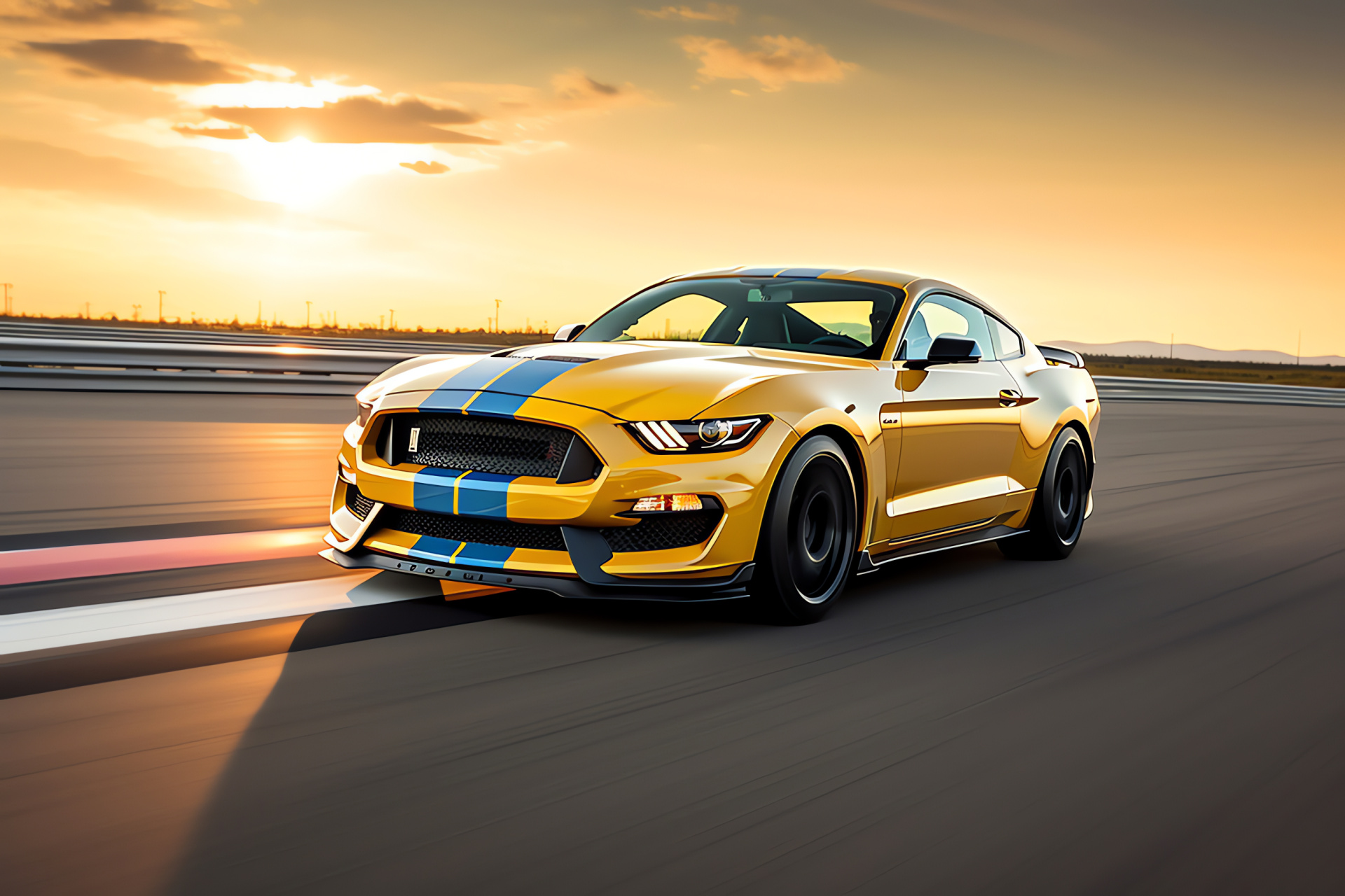 Shelby Mustang GT350R Heritage, Race circuit beast, Striped beauty, Track aerodynamics, Competitive spirit, HD Desktop Image