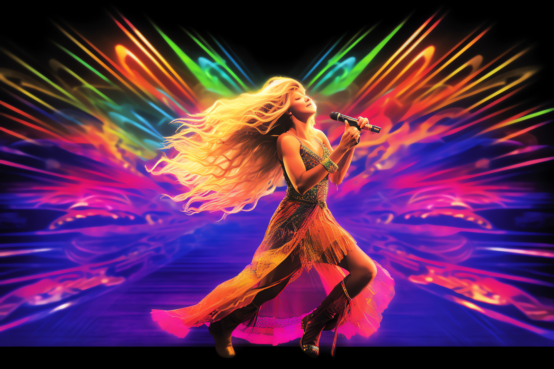 Shakira, Stage performer, Dynamic entertainer, Musical passion, Dance phenomenon, HD Desktop Image