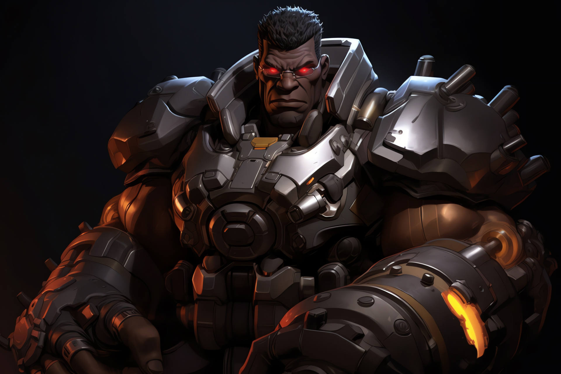 Overwatch Winston, Gentle giant gorilla, High-tech Tesla Cannon, Core tank character, Dynamic battle settings, HD Desktop Image