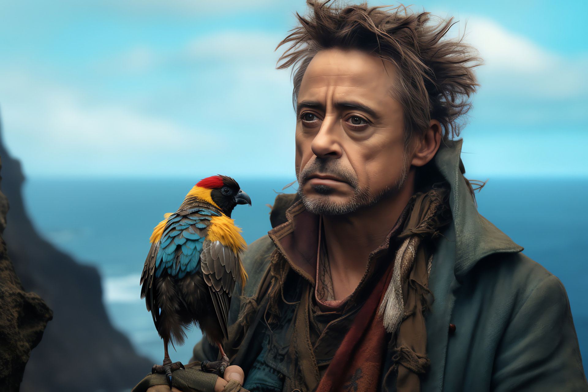 Actor Robert Downey Jr, Cinematic veterinarian Dr. Dolittle, family film character, charming demeanor, famous film figure, HD Desktop Wallpaper