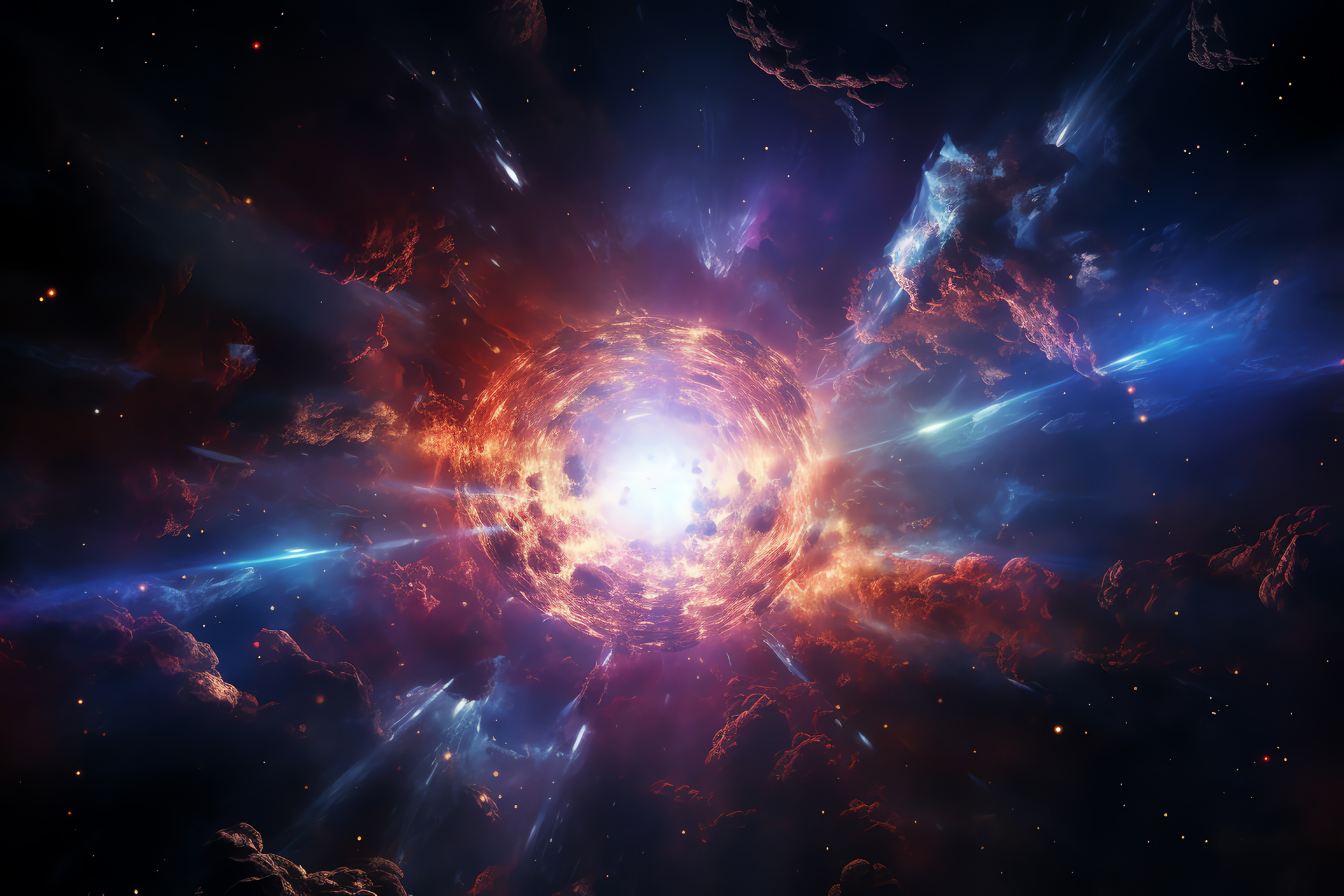 Supernova cosmic phenom, Celestial cataclysm, Intense space explosion, Star life cycle, Galactic observation, HD Desktop Image