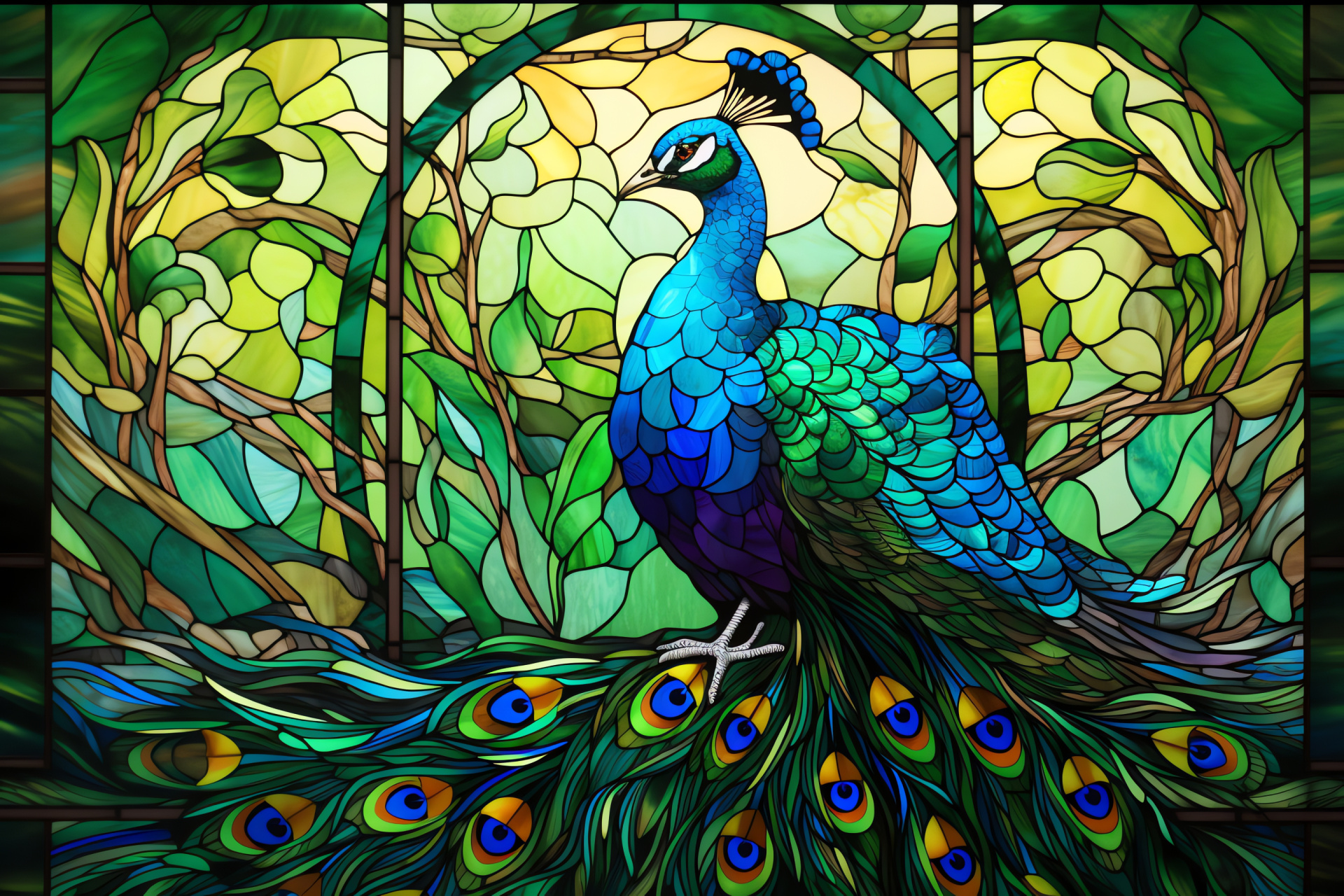 Peacock tail, Turquoise plumage, Green shimmering feathers, Patterned bird beauty, Ornate artistry, HD Desktop Image