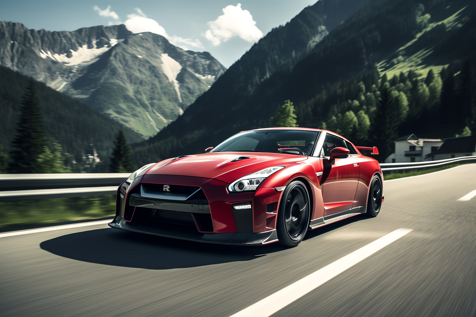 Nissan GTR R35, Dolomite mountain twist, V-Spec trim, Nismo engineering, Italian scenic route, HD Desktop Image