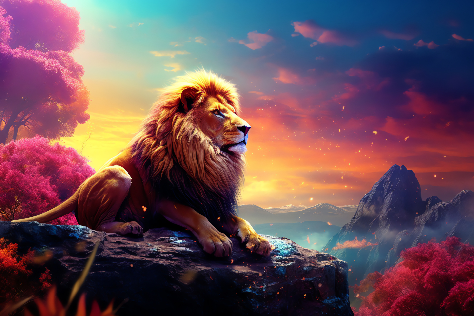Epic Aslan, Narnian sunrise, Legendary lion, Fantasy epic, C.S. Lewis creation, HD Desktop Image