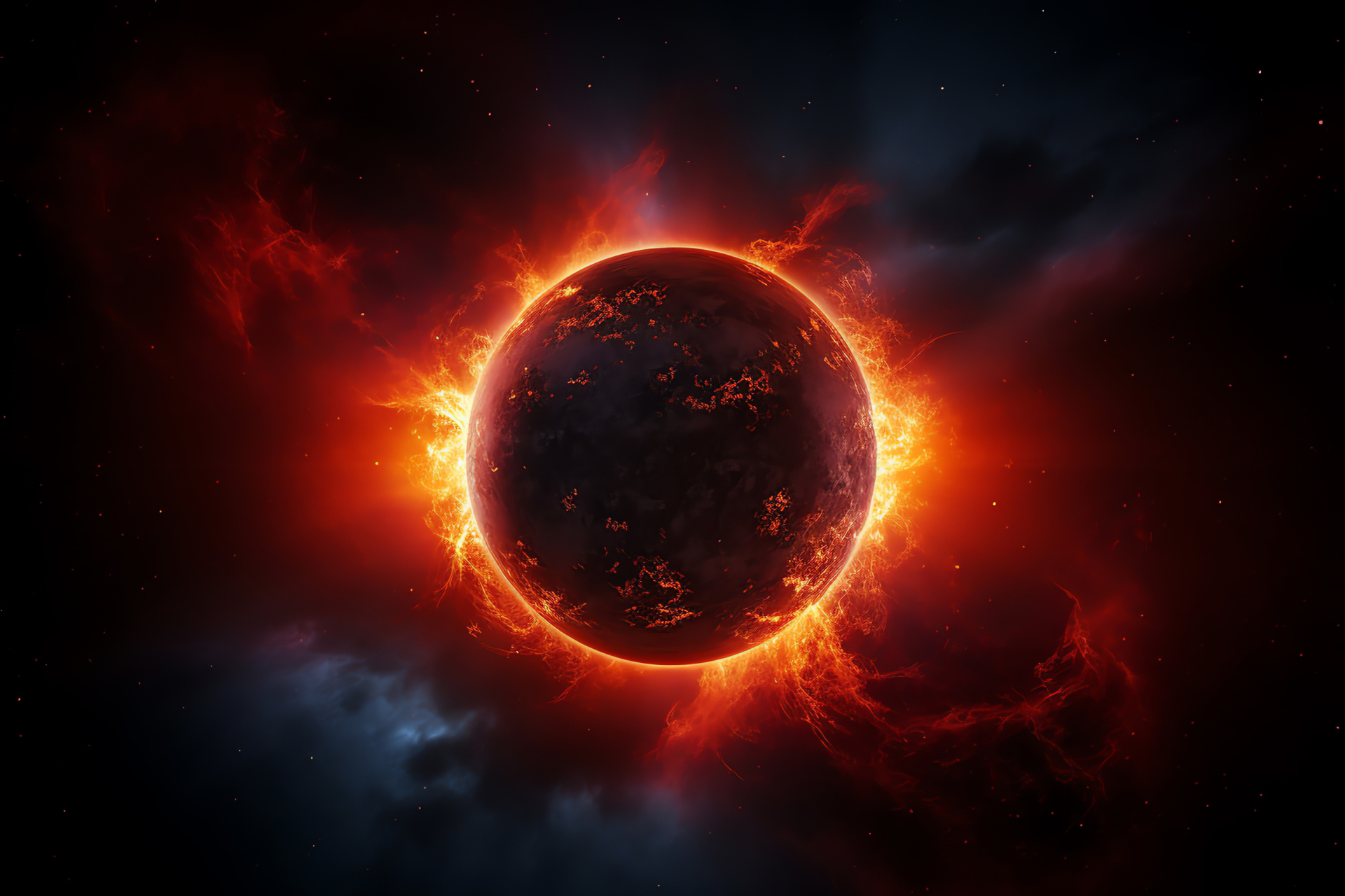 Total eclipse, Star corona, Radiant space phenomenon, Celestial shadow, Dark cosmos, HD Desktop Wallpaper