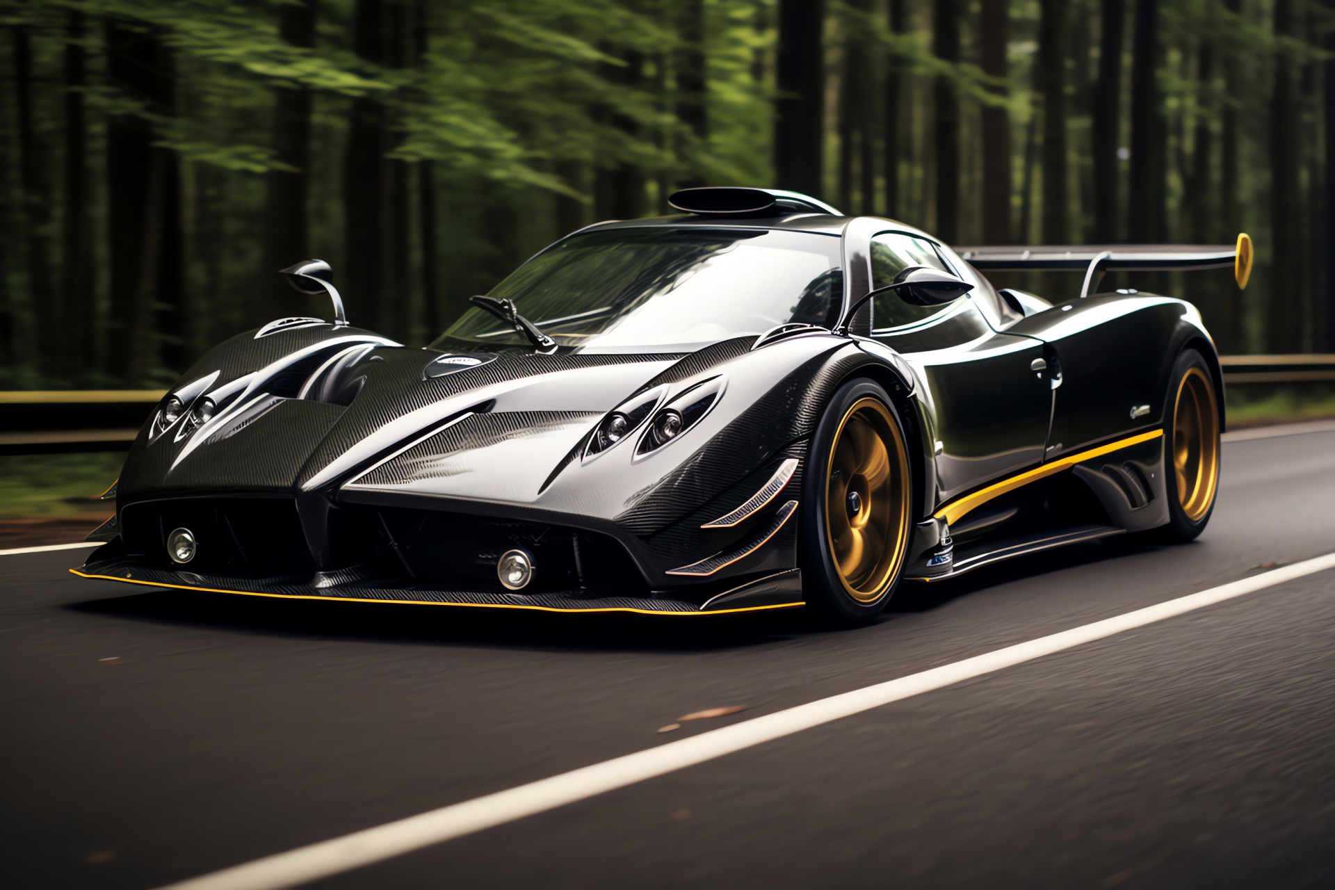 Pagani Zonda F at Nrburgring, racing circuit action, streamlined design, poised posture, vehicular dynamism, HD Desktop Wallpaper