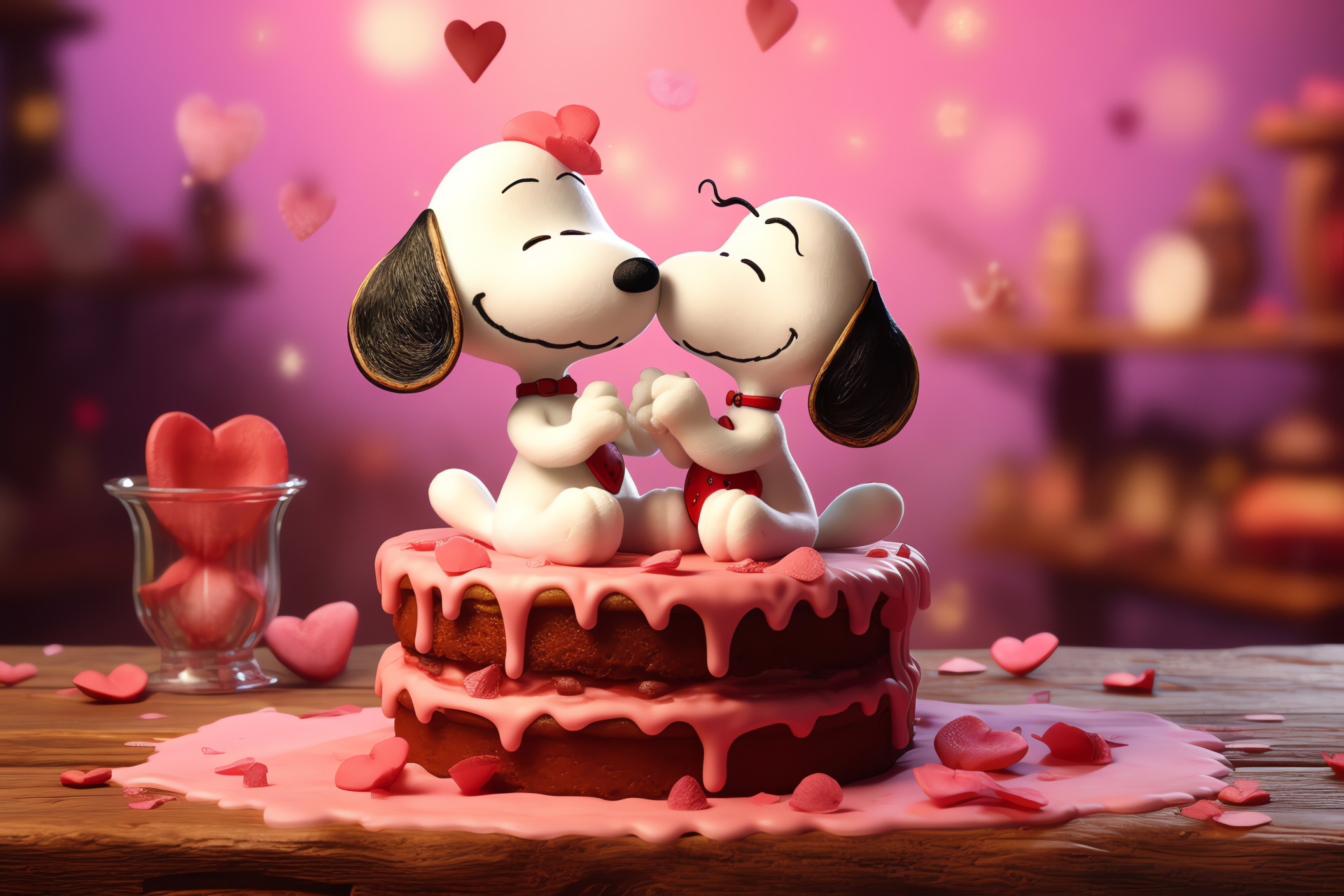 Snoopy Illustration, Companion Belle, Heartfelt Celebration, Cartoon Dessert Decoration, Peanuts Character Romance, HD Desktop Image